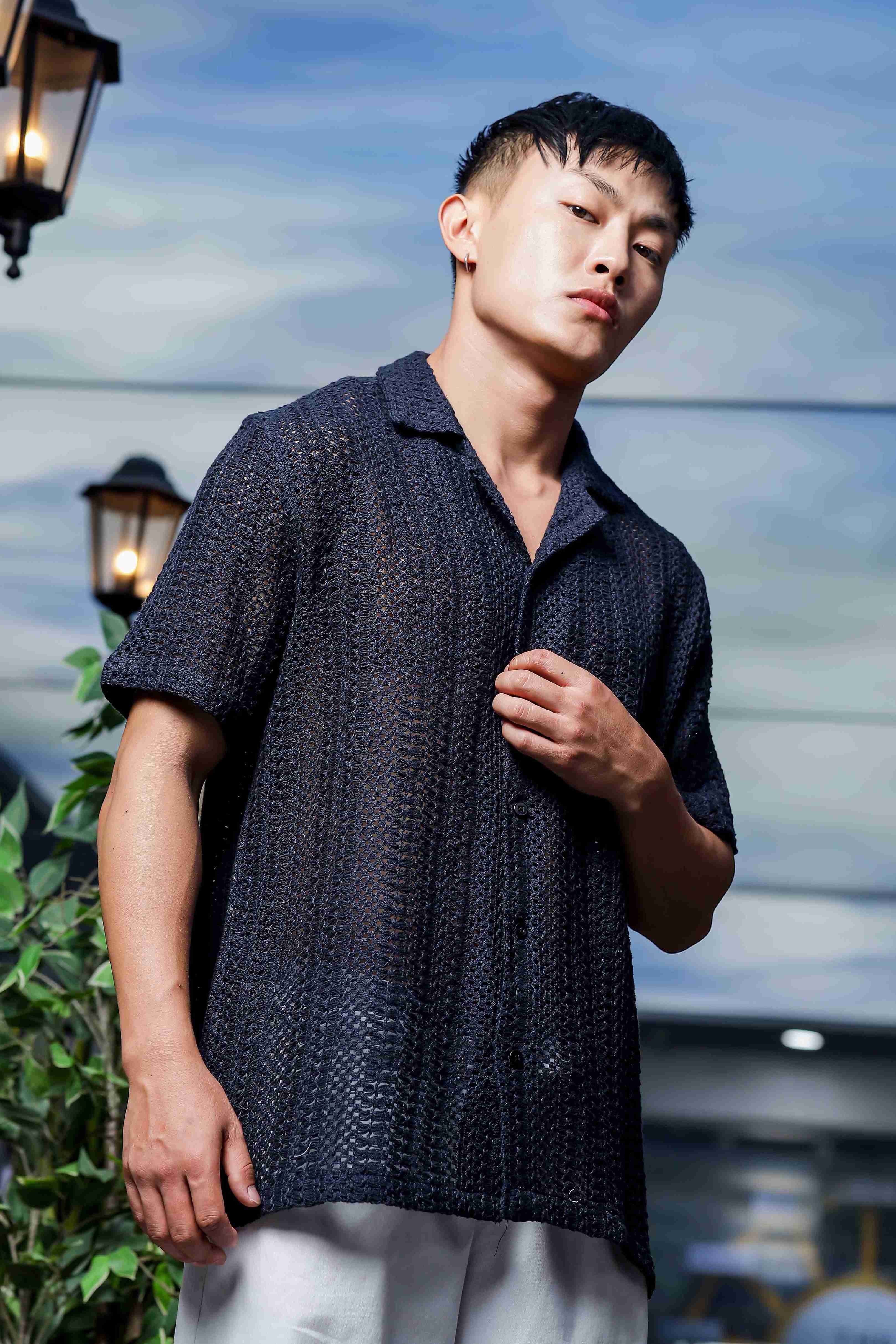 Unisex Black Crochet Shirt - Image 10