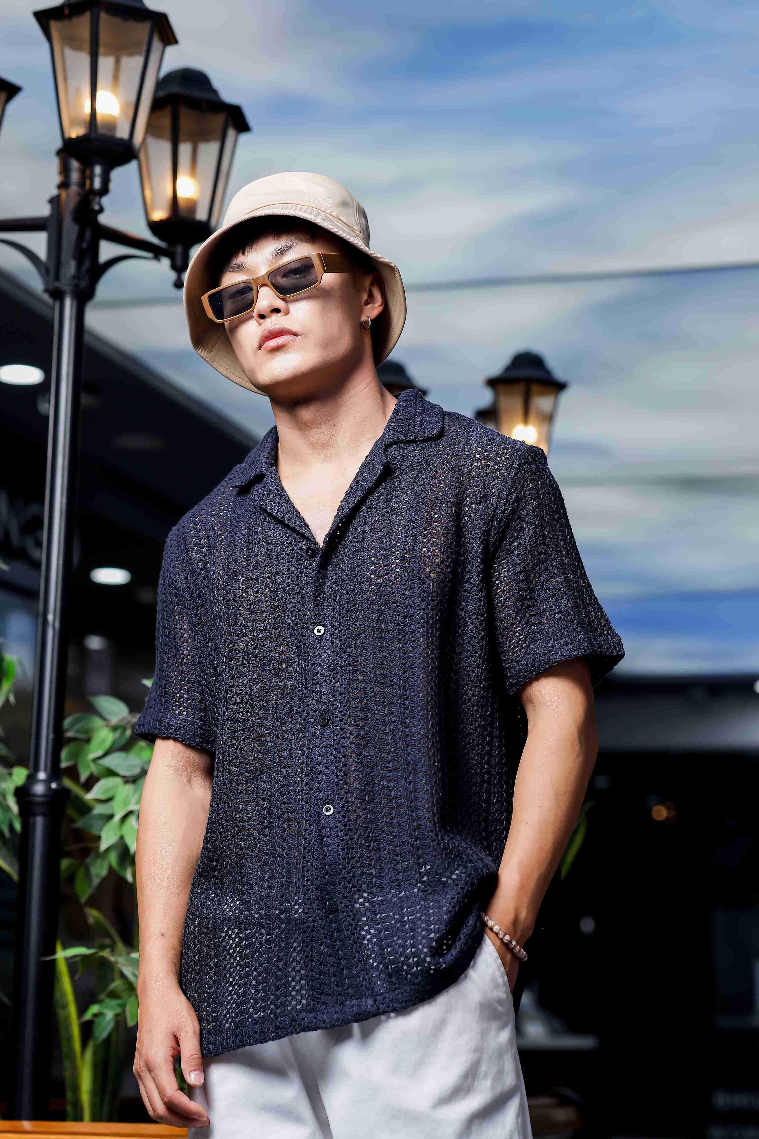 Unisex Black Crochet Shirt - Image 3