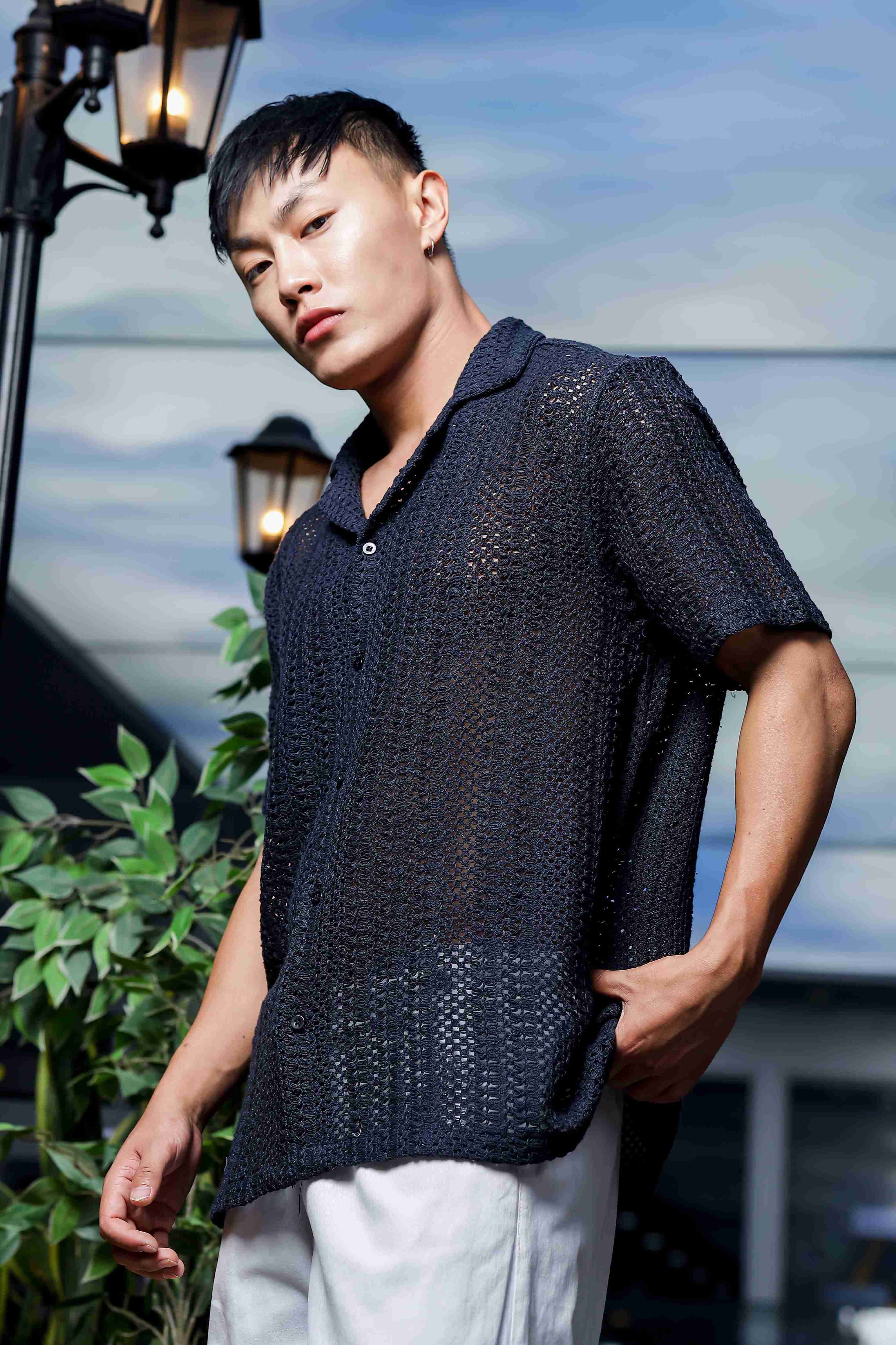 Unisex Black Crochet Shirt - Image 6