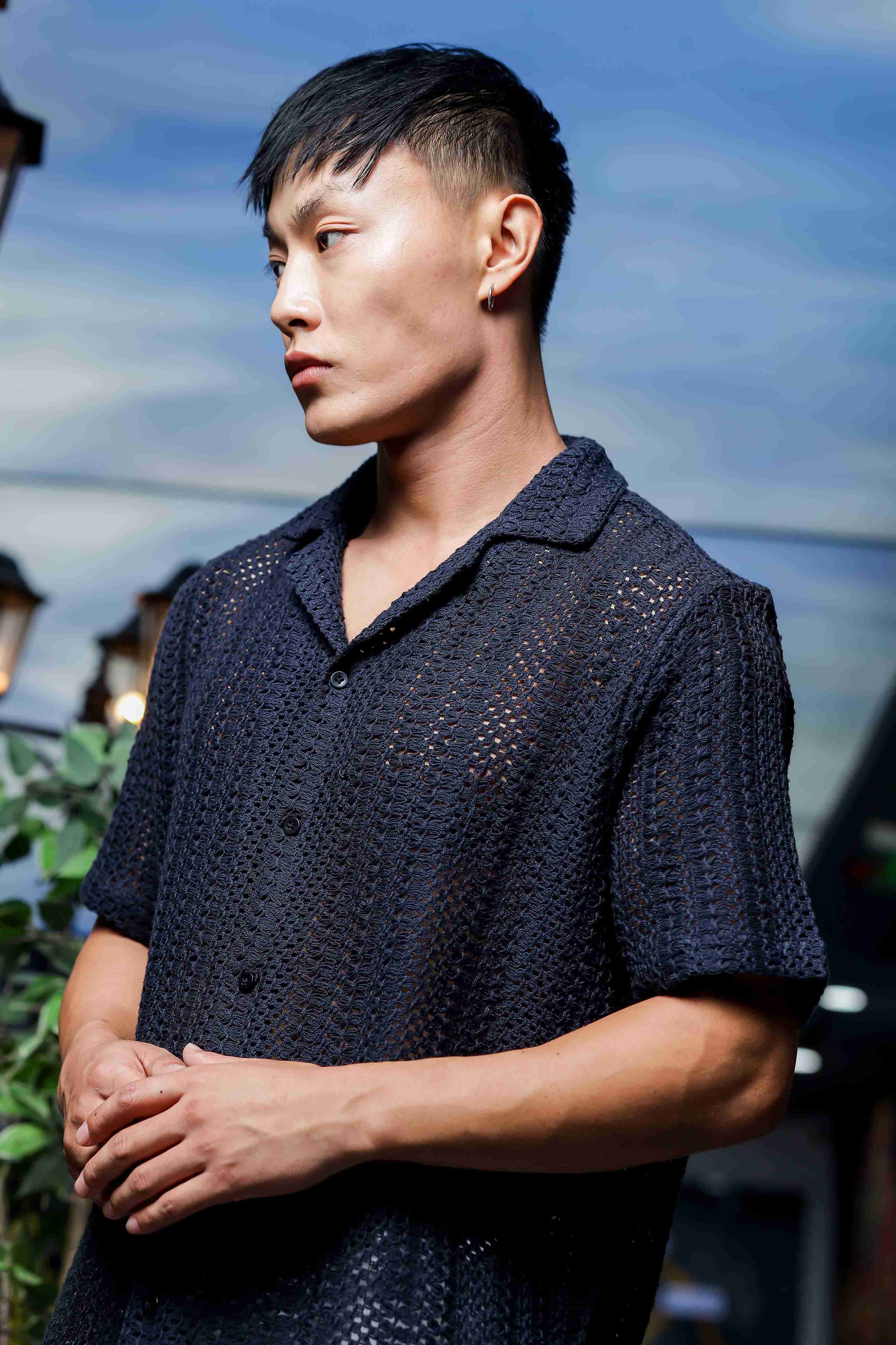 Unisex Black Crochet Shirt - Image 8