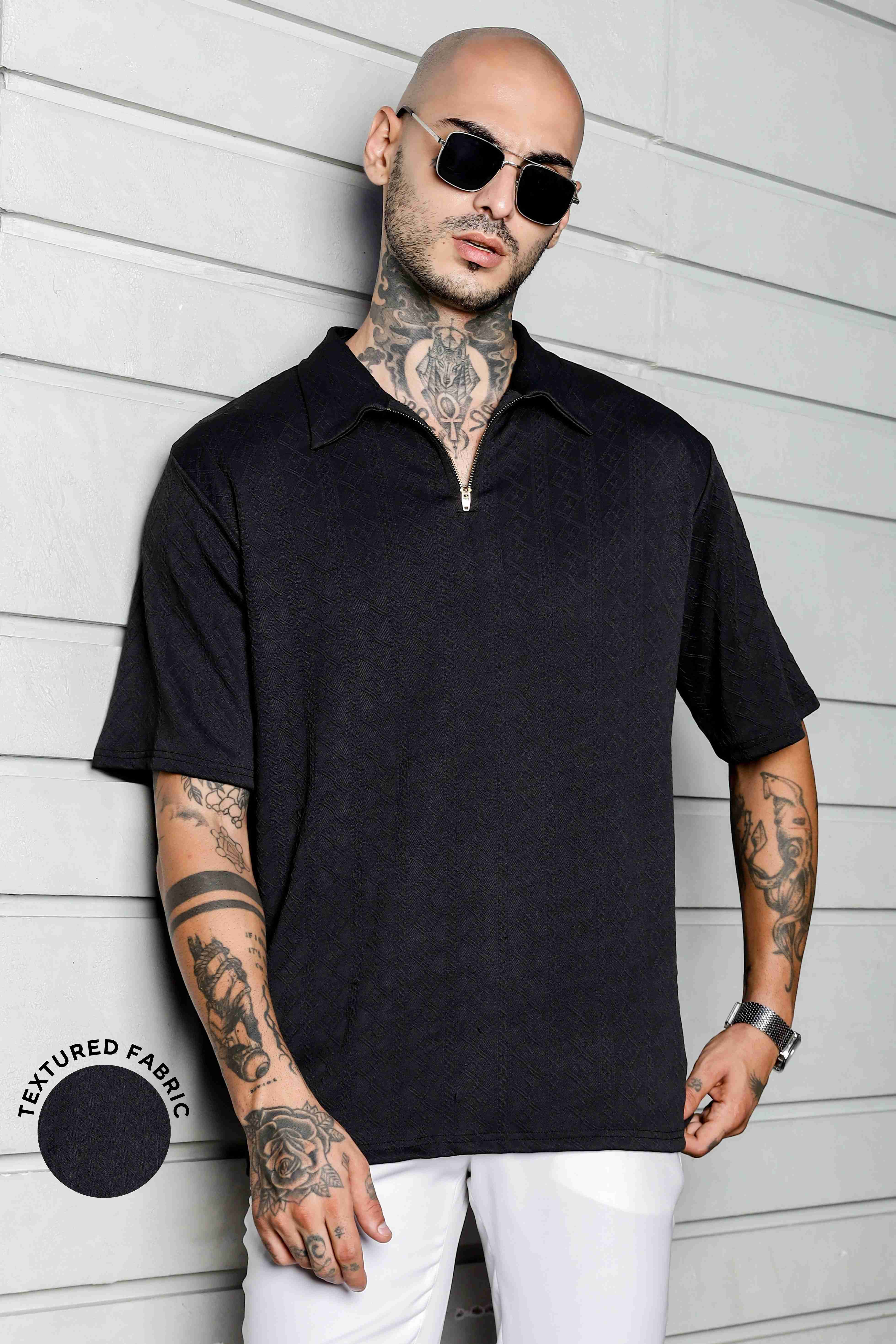 Unisex Black Polo T-shirt - Image 2