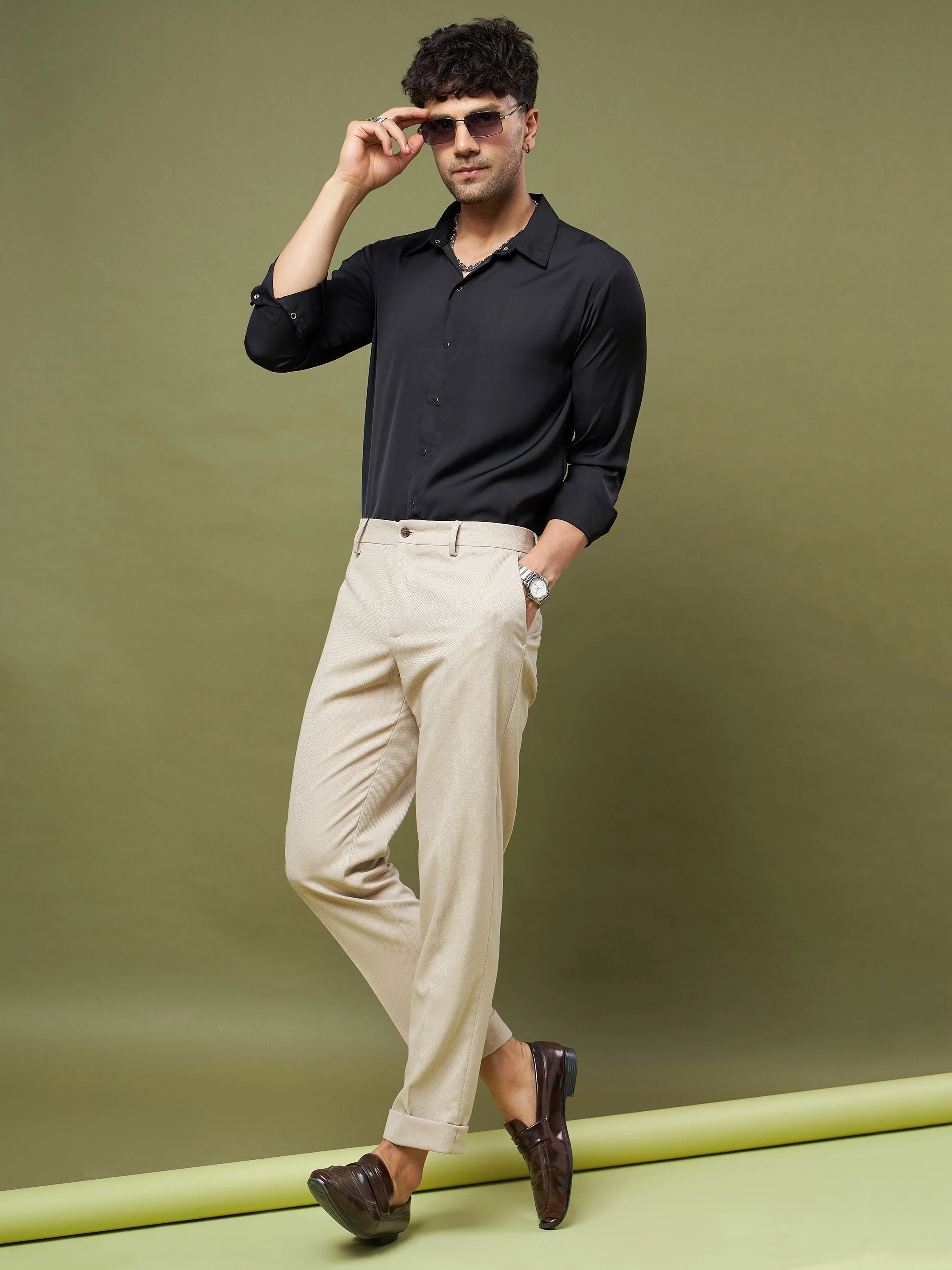 Unisex Black Satin Relax Fit Shirt - Image 5