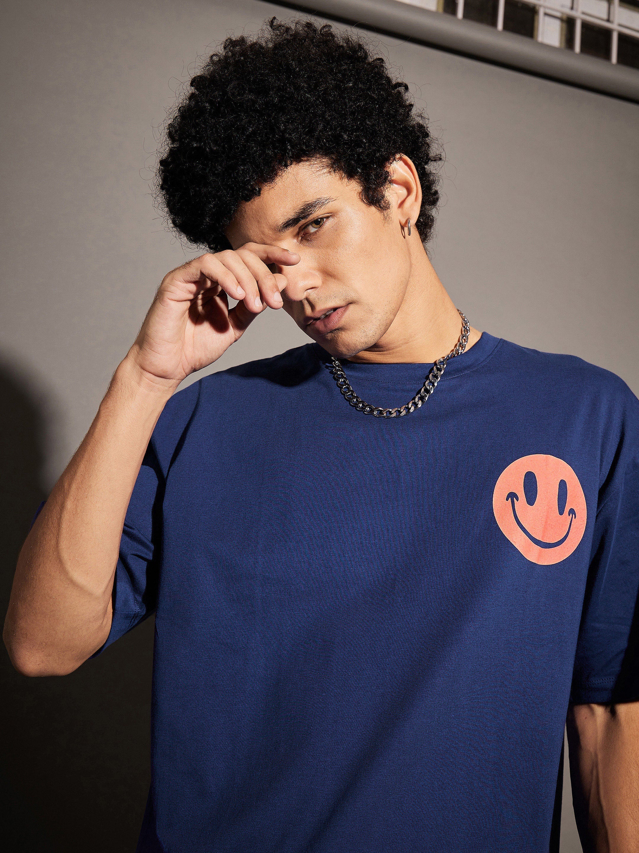 Unisex Blue WEIRD Oversized T-Shirt - Image 4