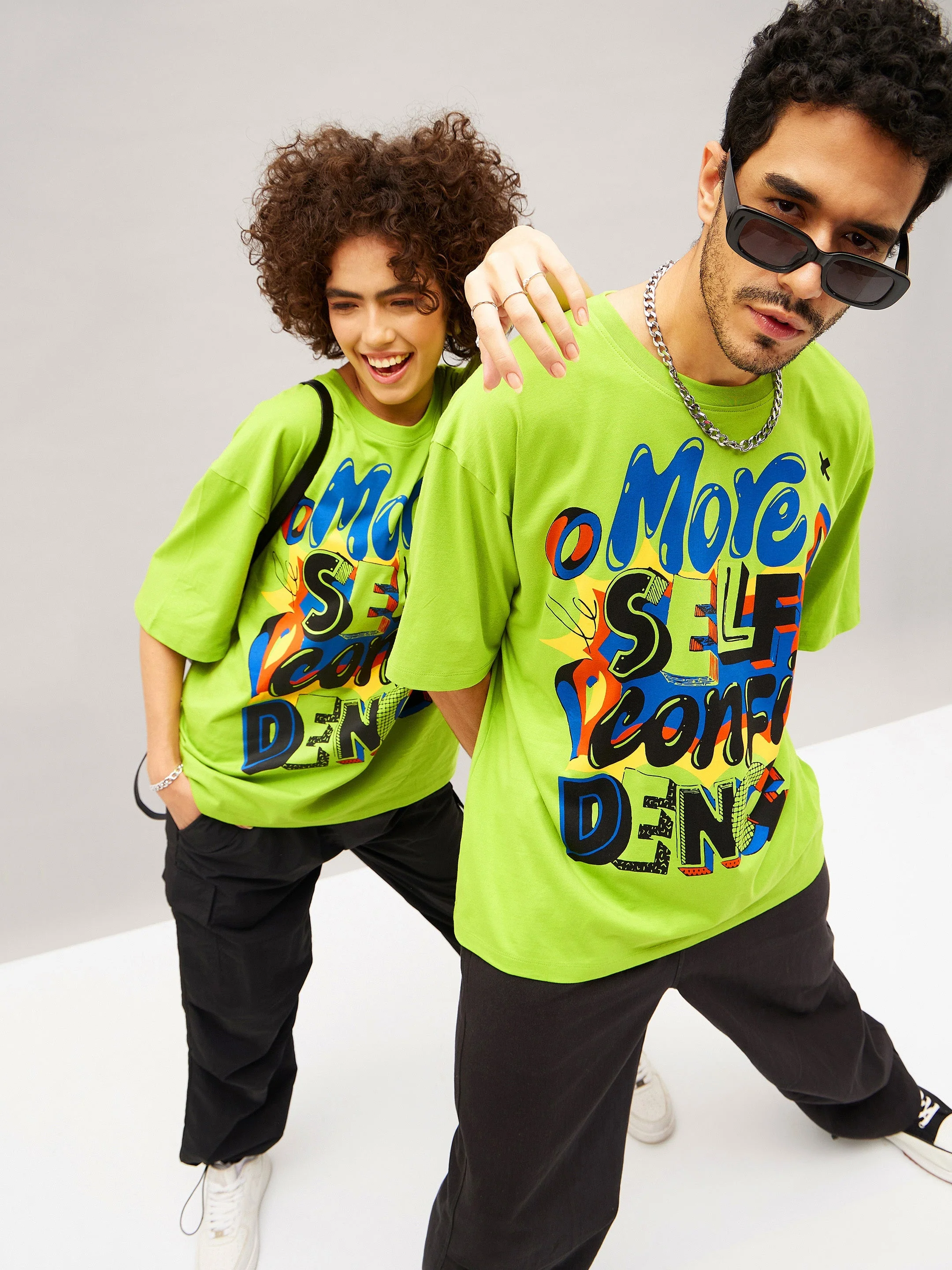 Unisex Green Confidence Oversized T-Shirt - Image 2