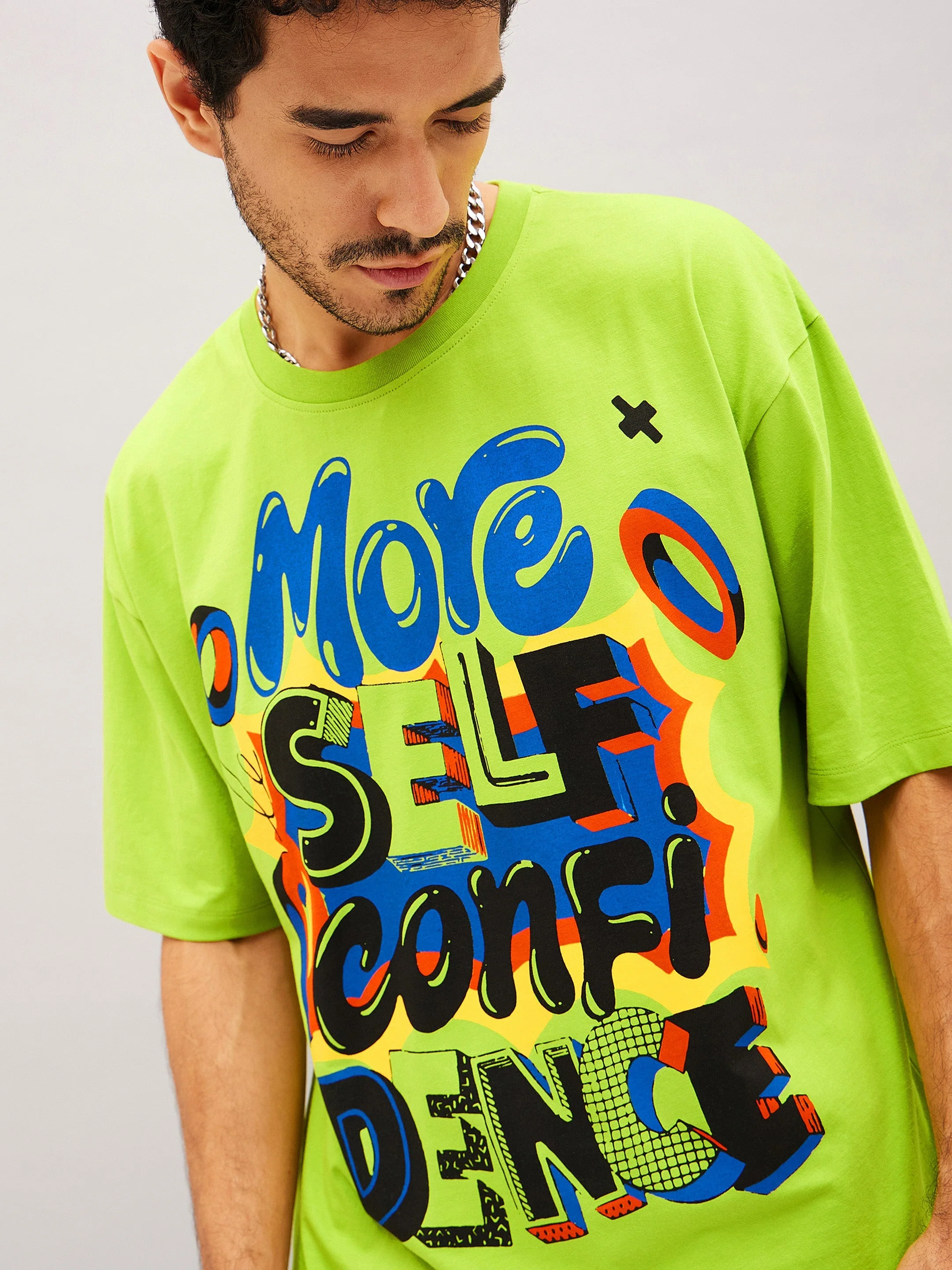 Unisex Green Confidence Oversized T-Shirt - Image 4