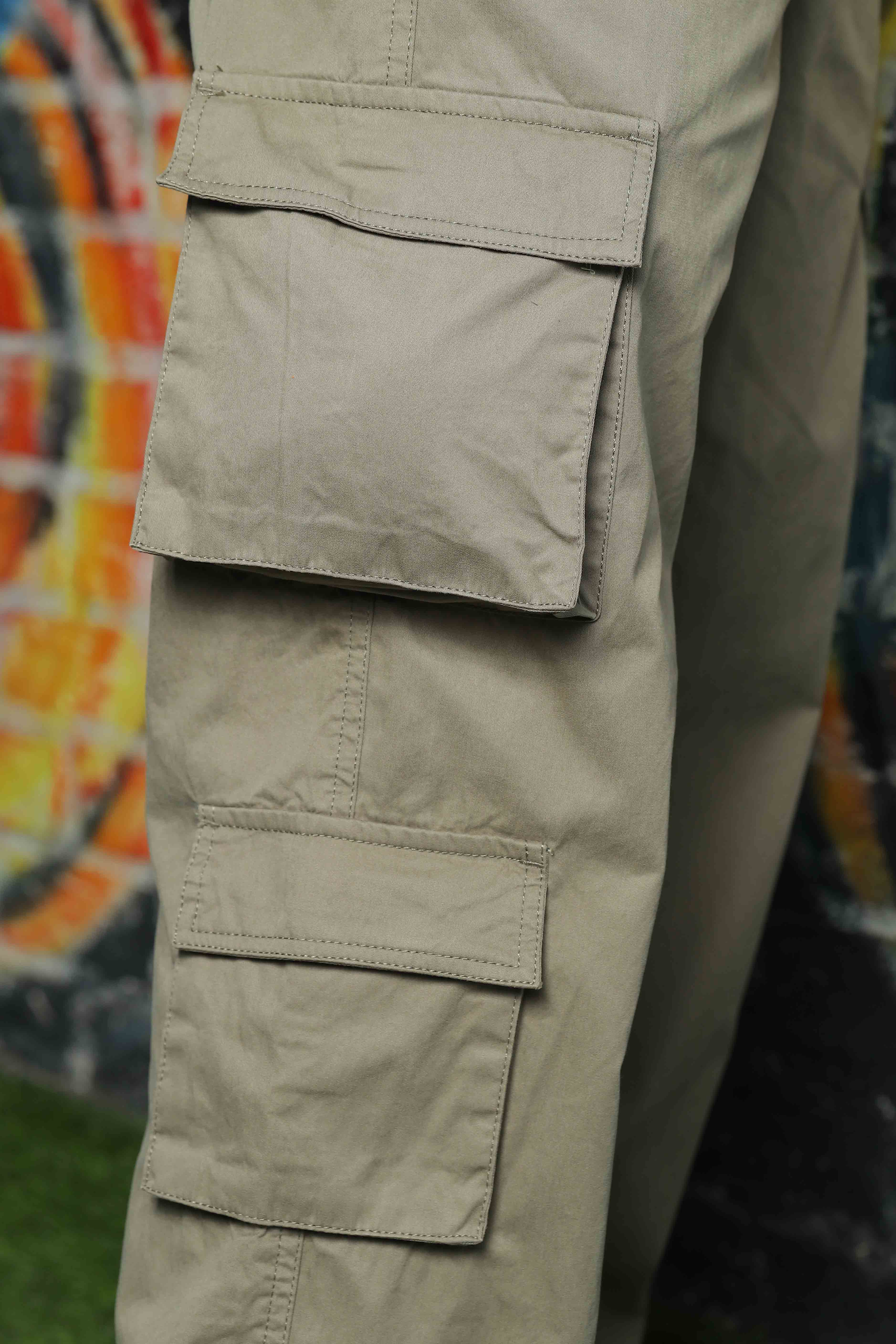 Unisex Grey Baggy Fit Cargo Trousers - Image 5