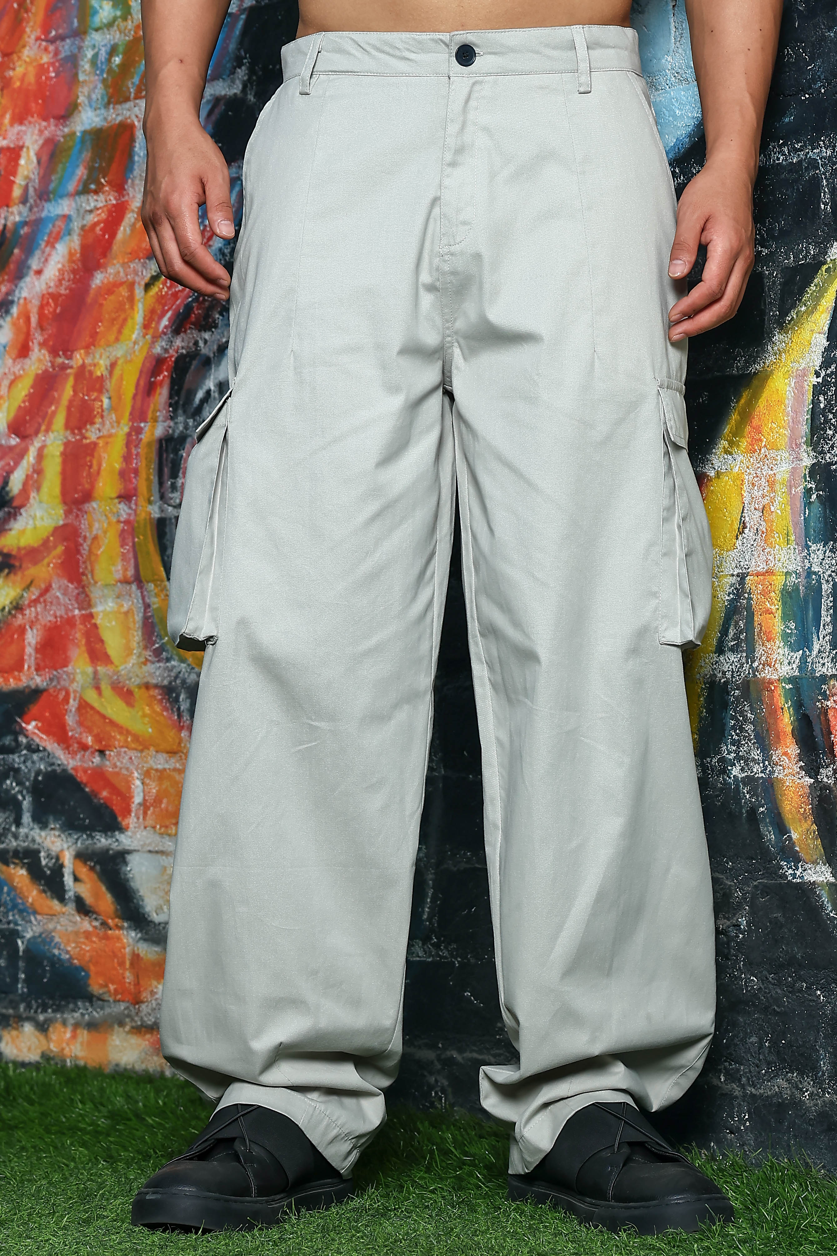 Unisex Grey Cargo Trousers - Image 2