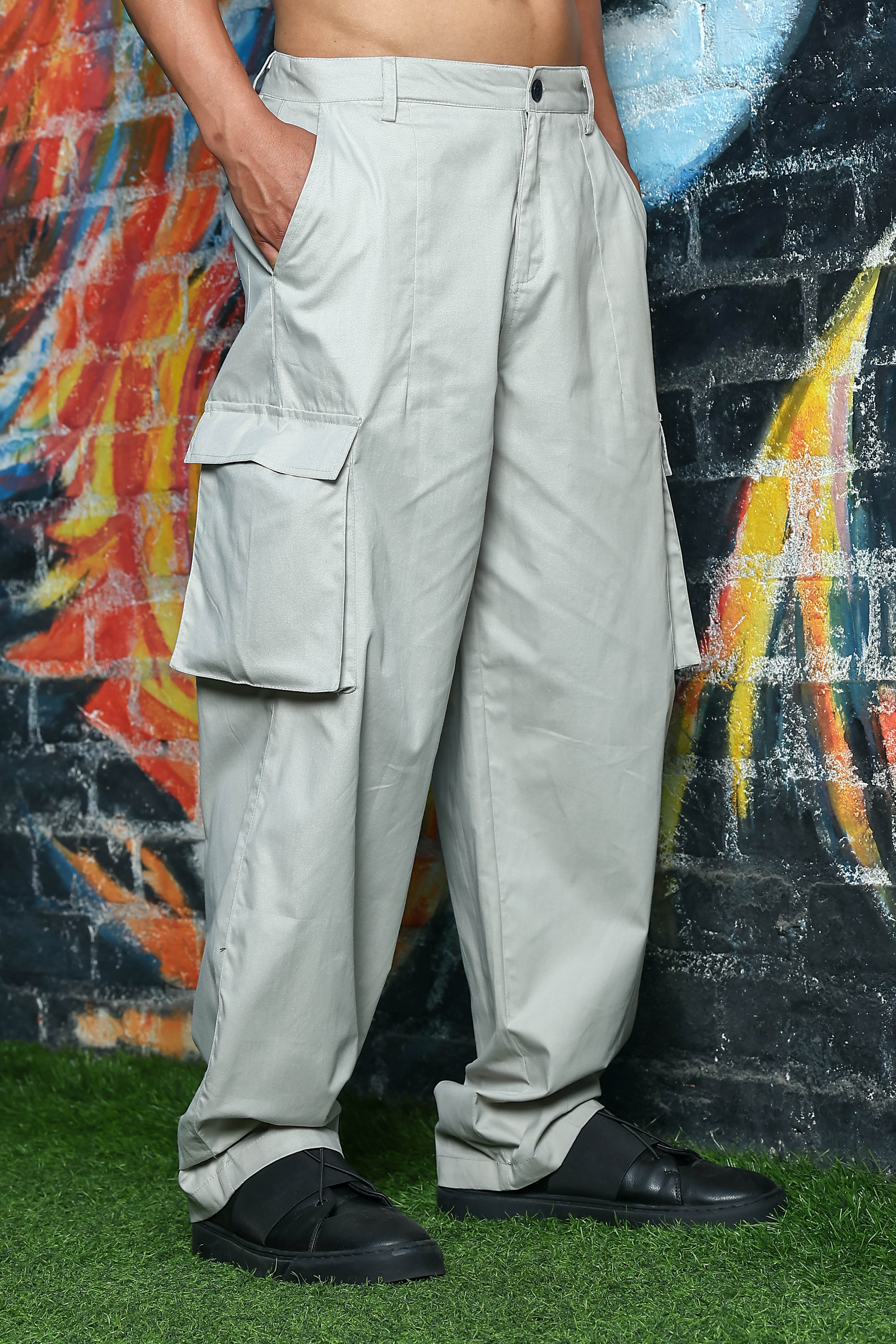 Unisex Grey Cargo Trousers - Image 3