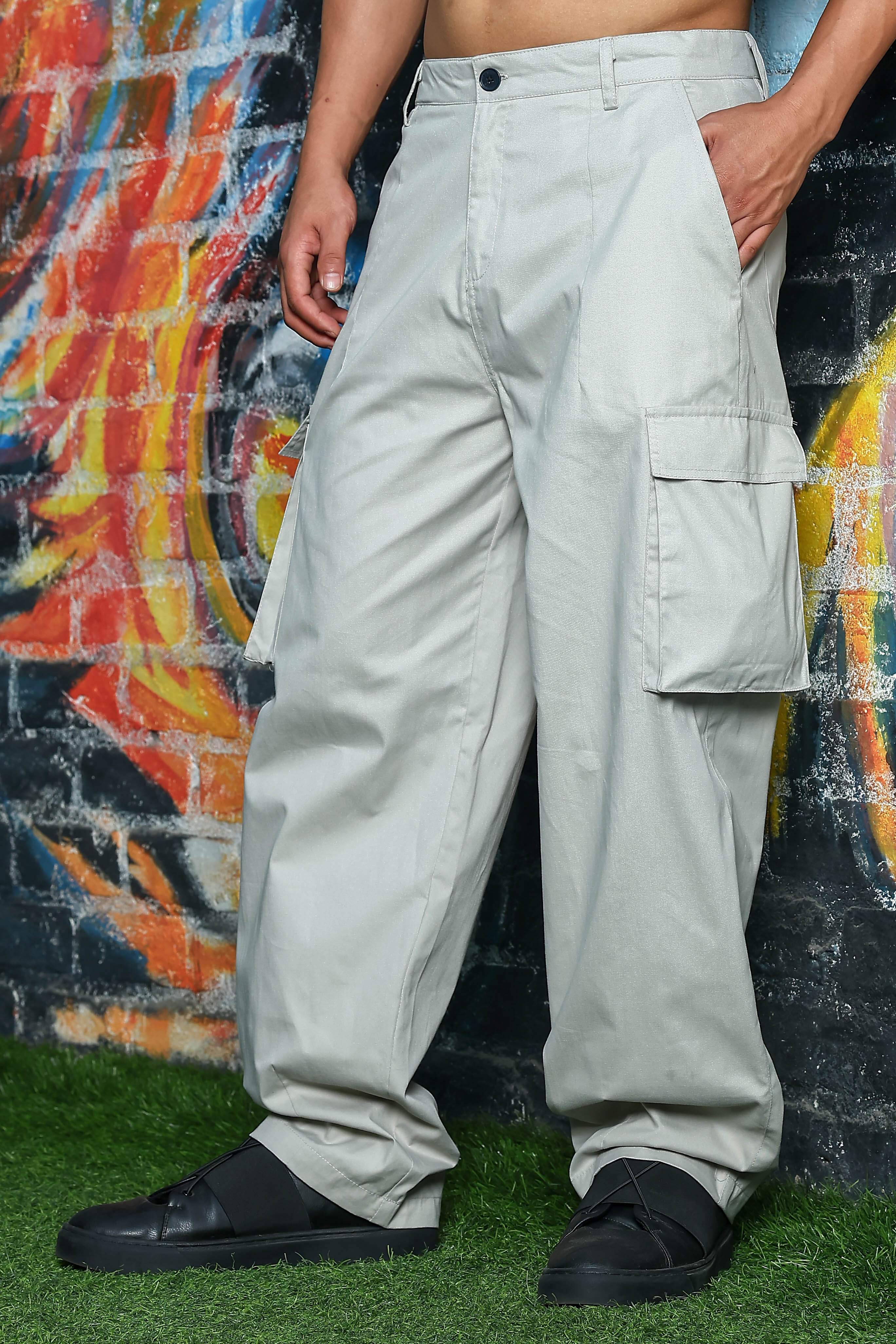 Unisex Grey Cargo Trousers - Image 6