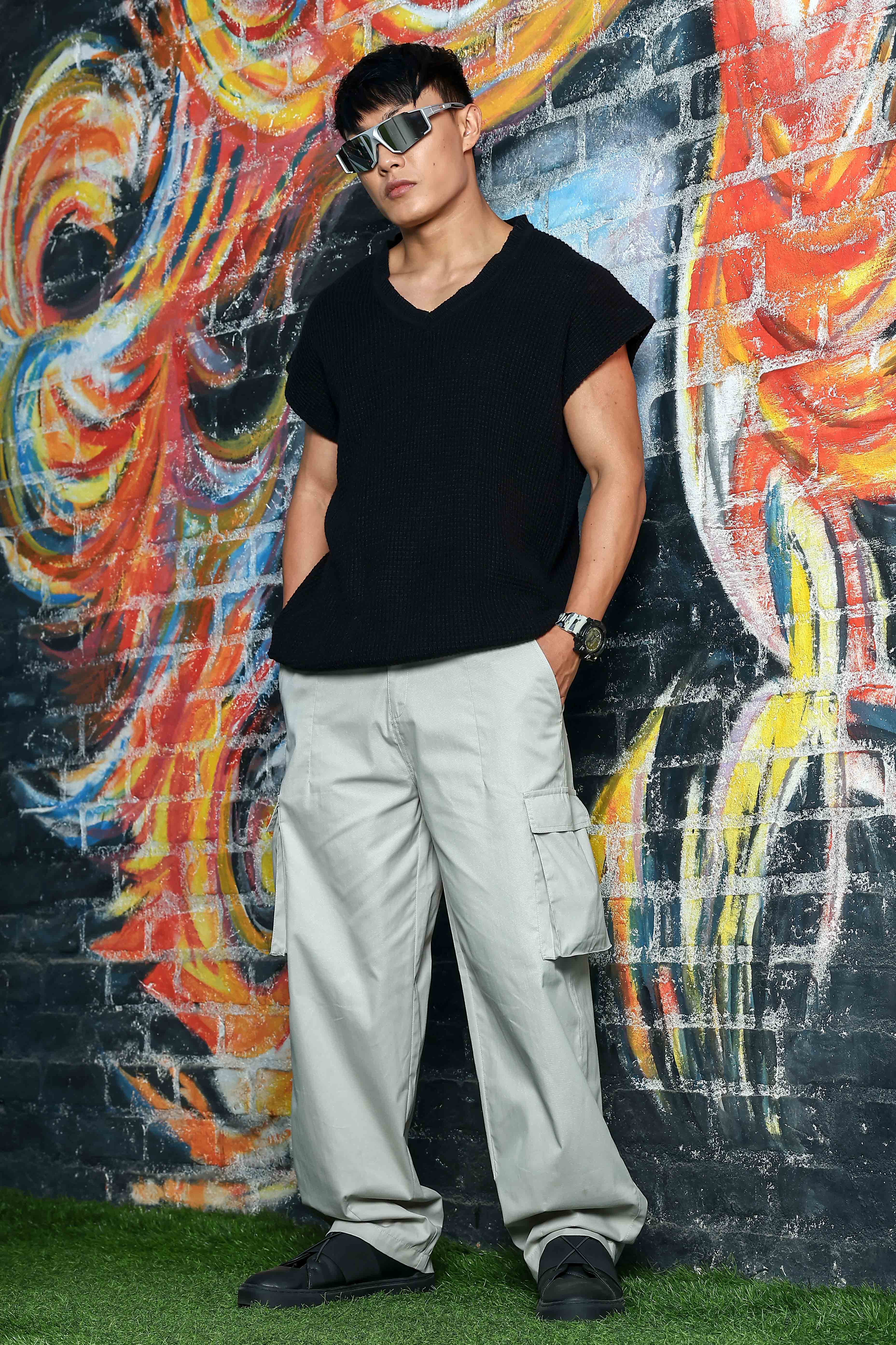 Unisex Grey Cargo Trousers - Image 7