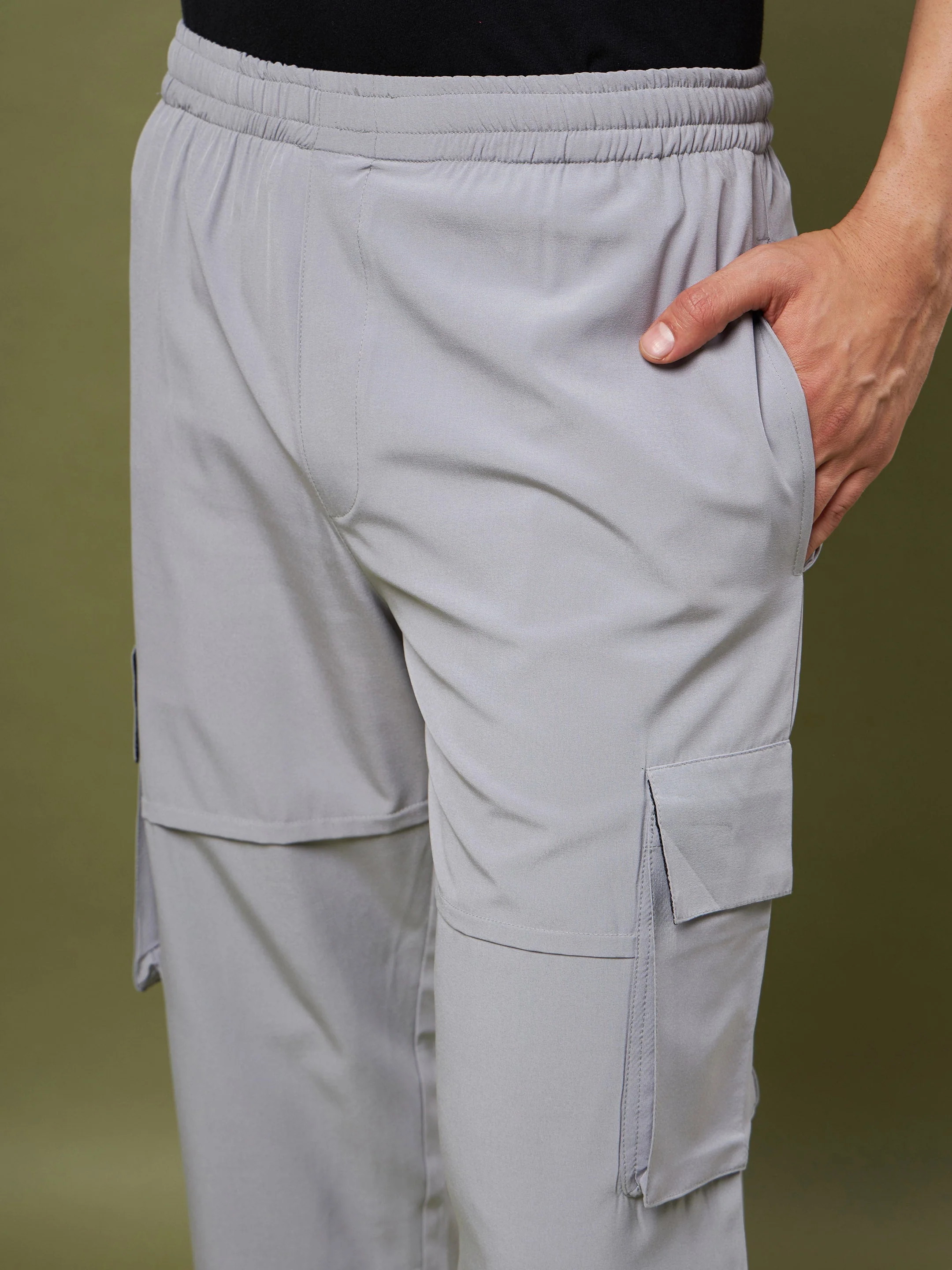 Unisex Grey Parachute Cargo Pants - Image 2