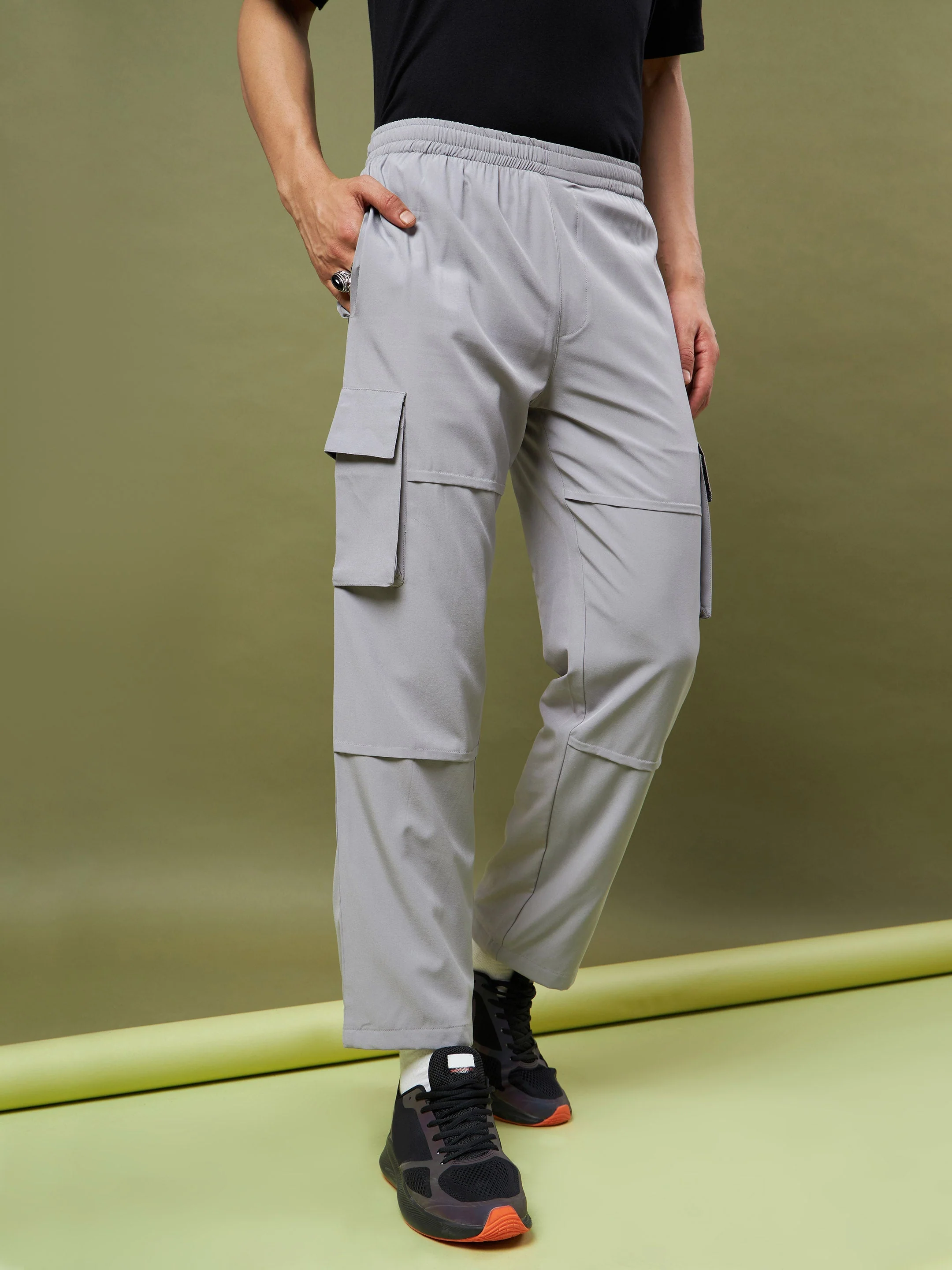 Unisex Grey Parachute Cargo Pants - Image 3