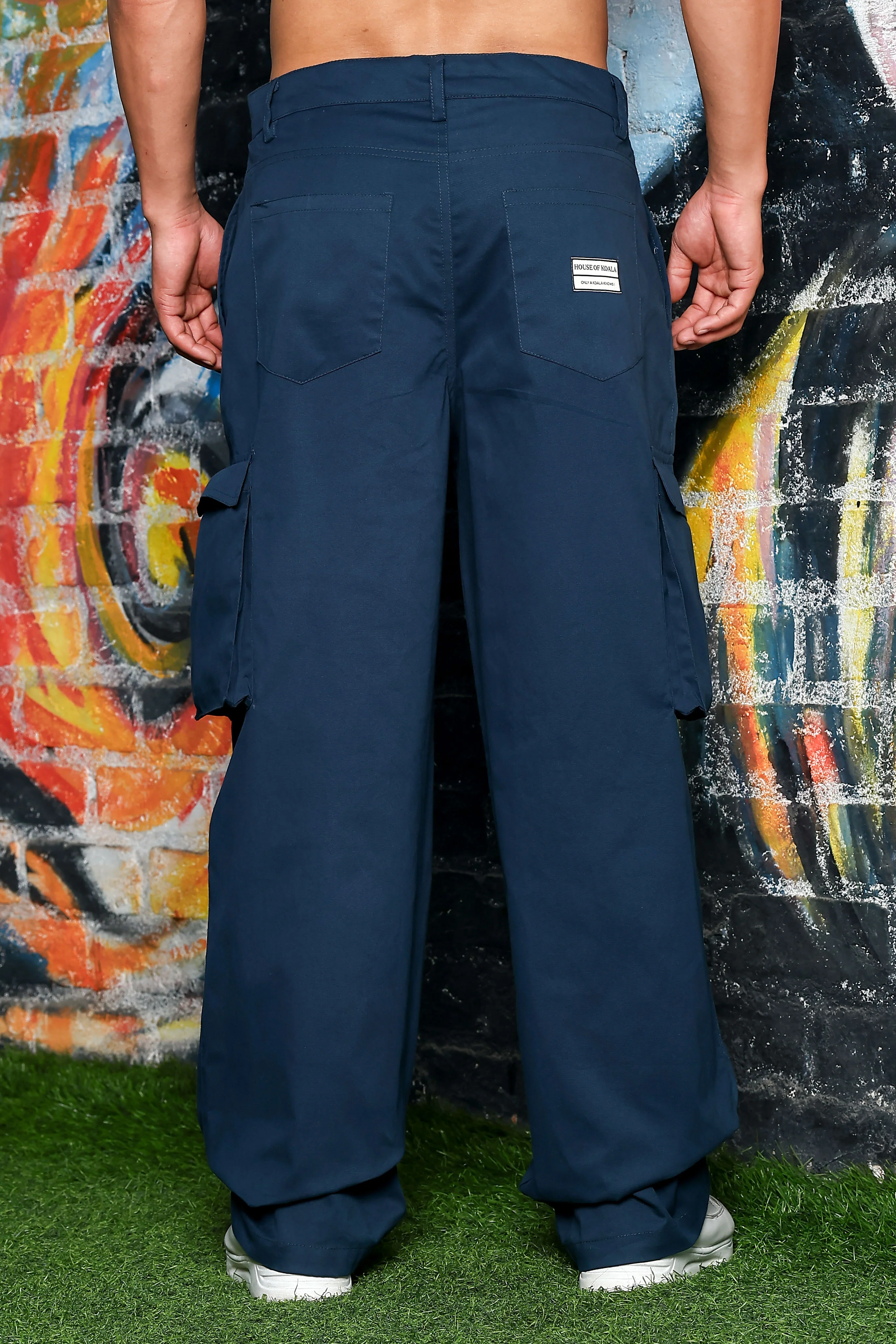 Unisex Navy Blue Cargo Trousers - Image 3