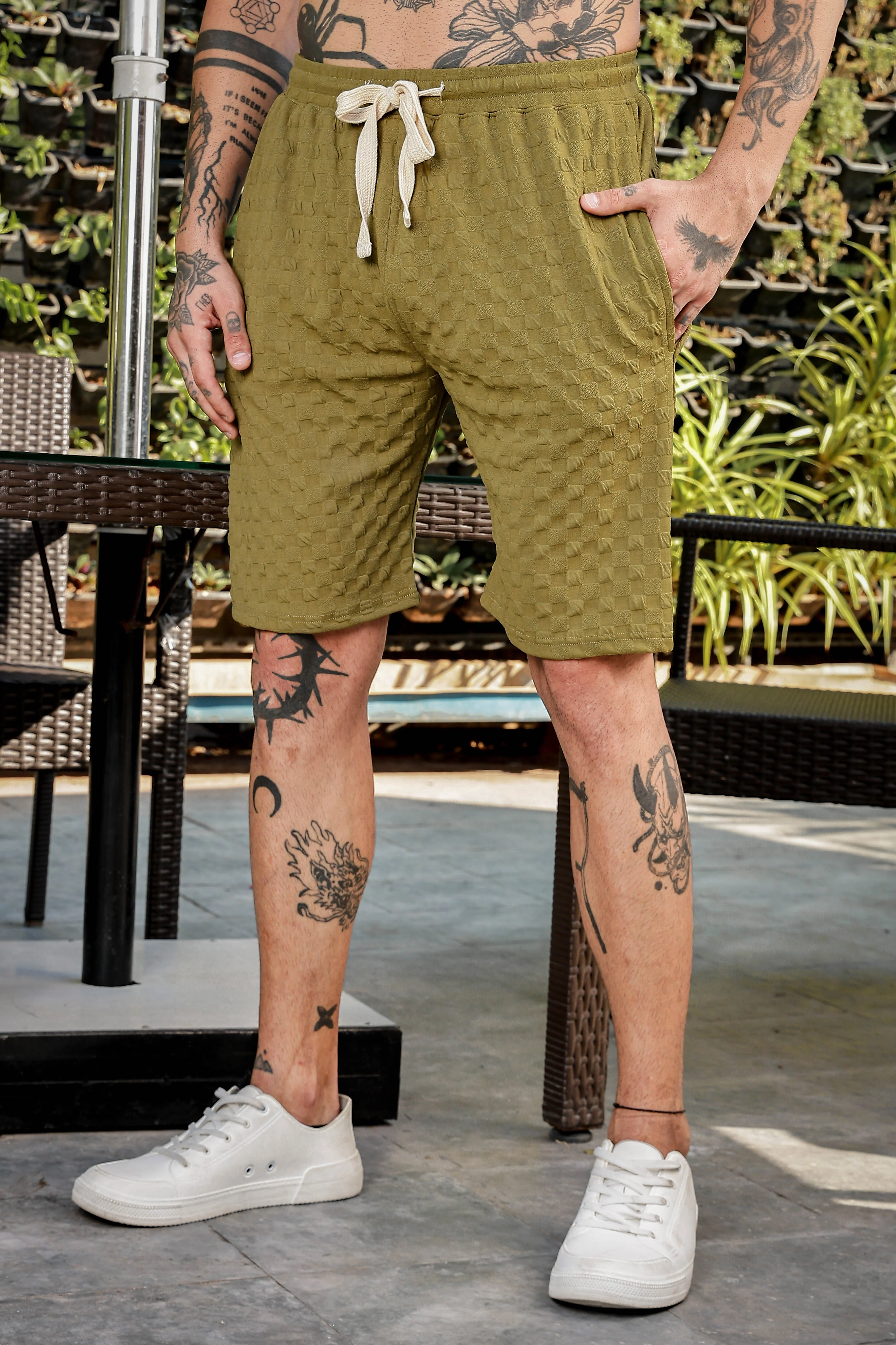 Unisex Olive Casual Shorts - Image 4