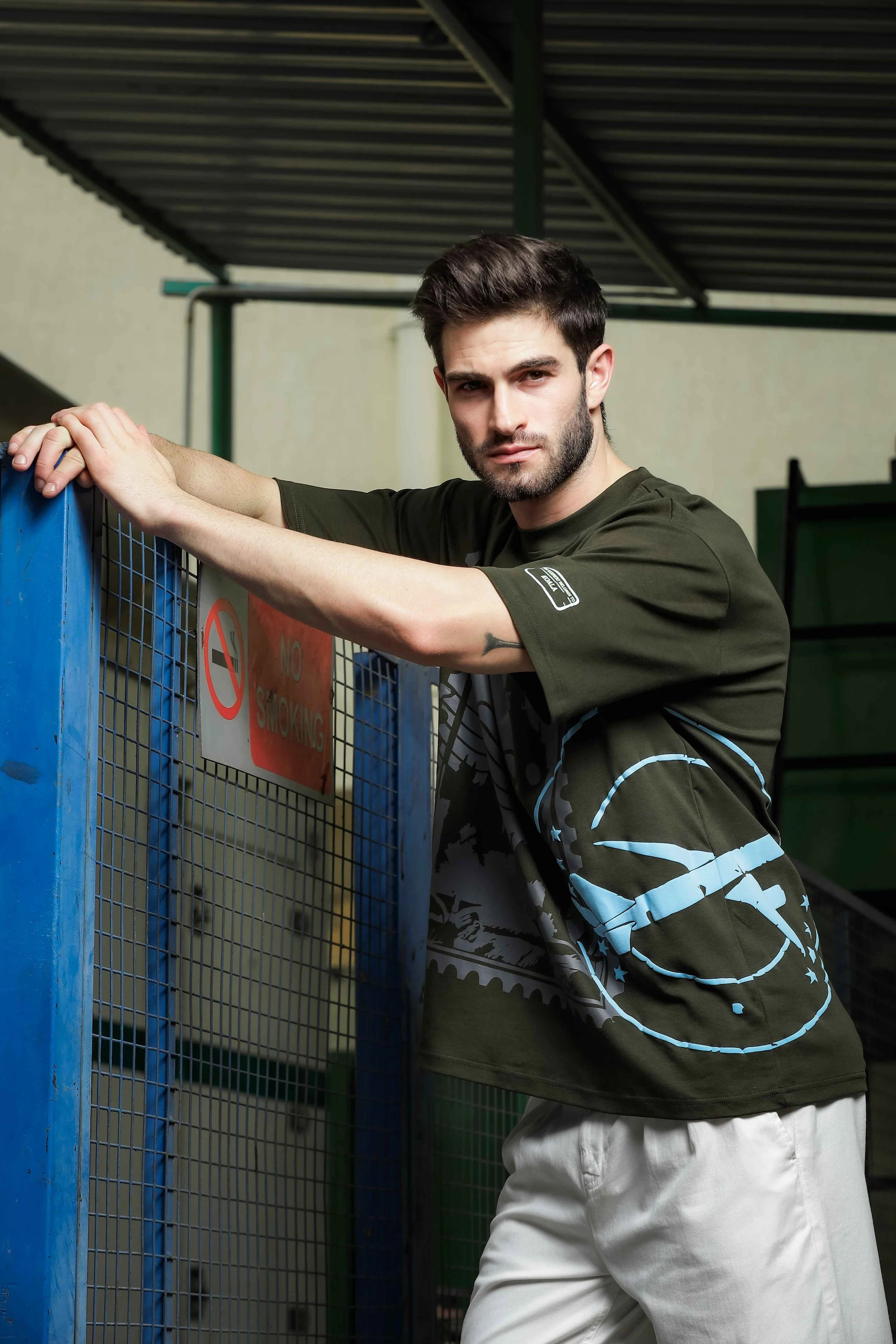 Unisex Olive Oversized Printed T-shirt - Image 5