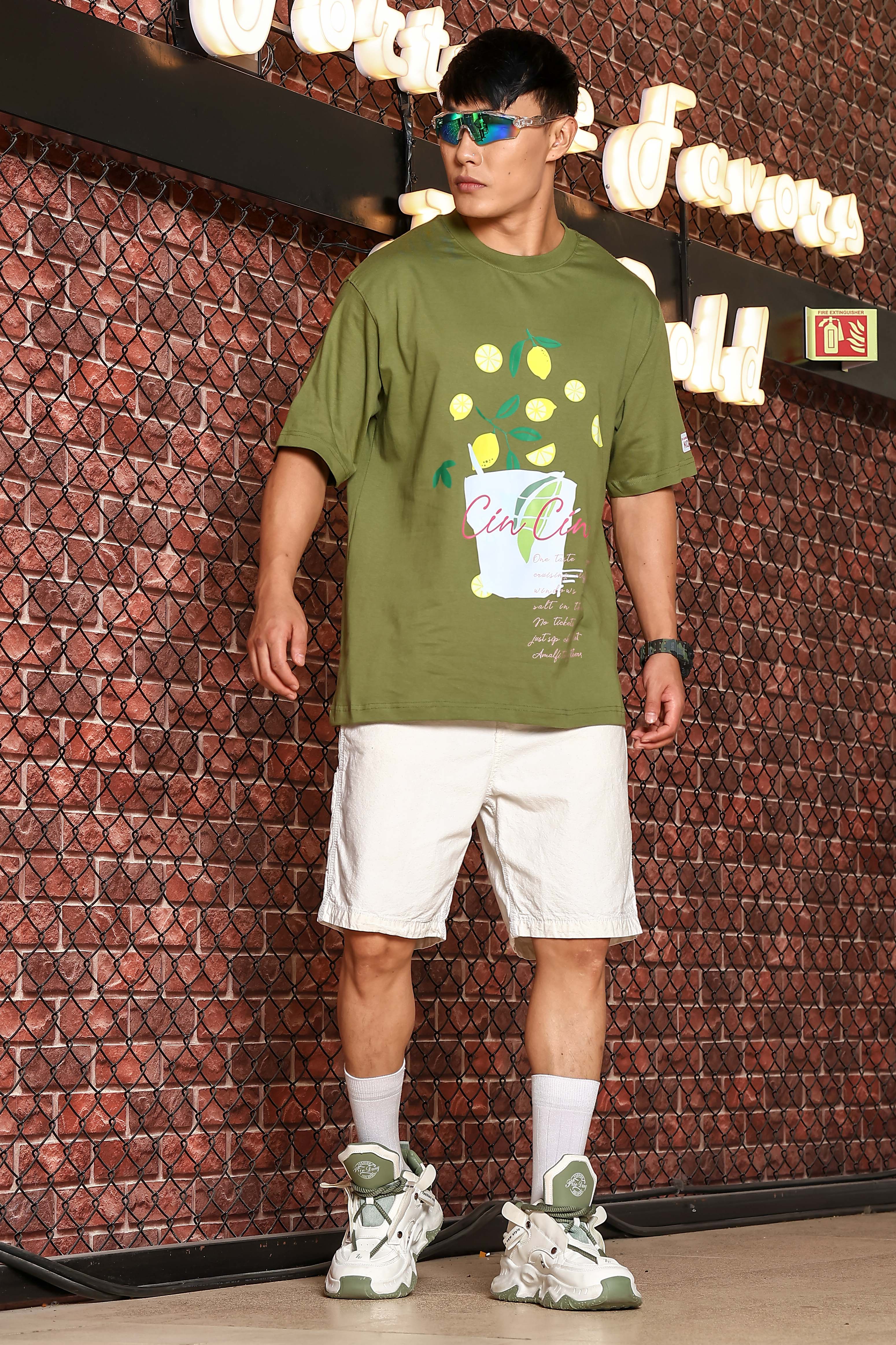 Unisex Olive Oversized Print T-shirt - Image 10