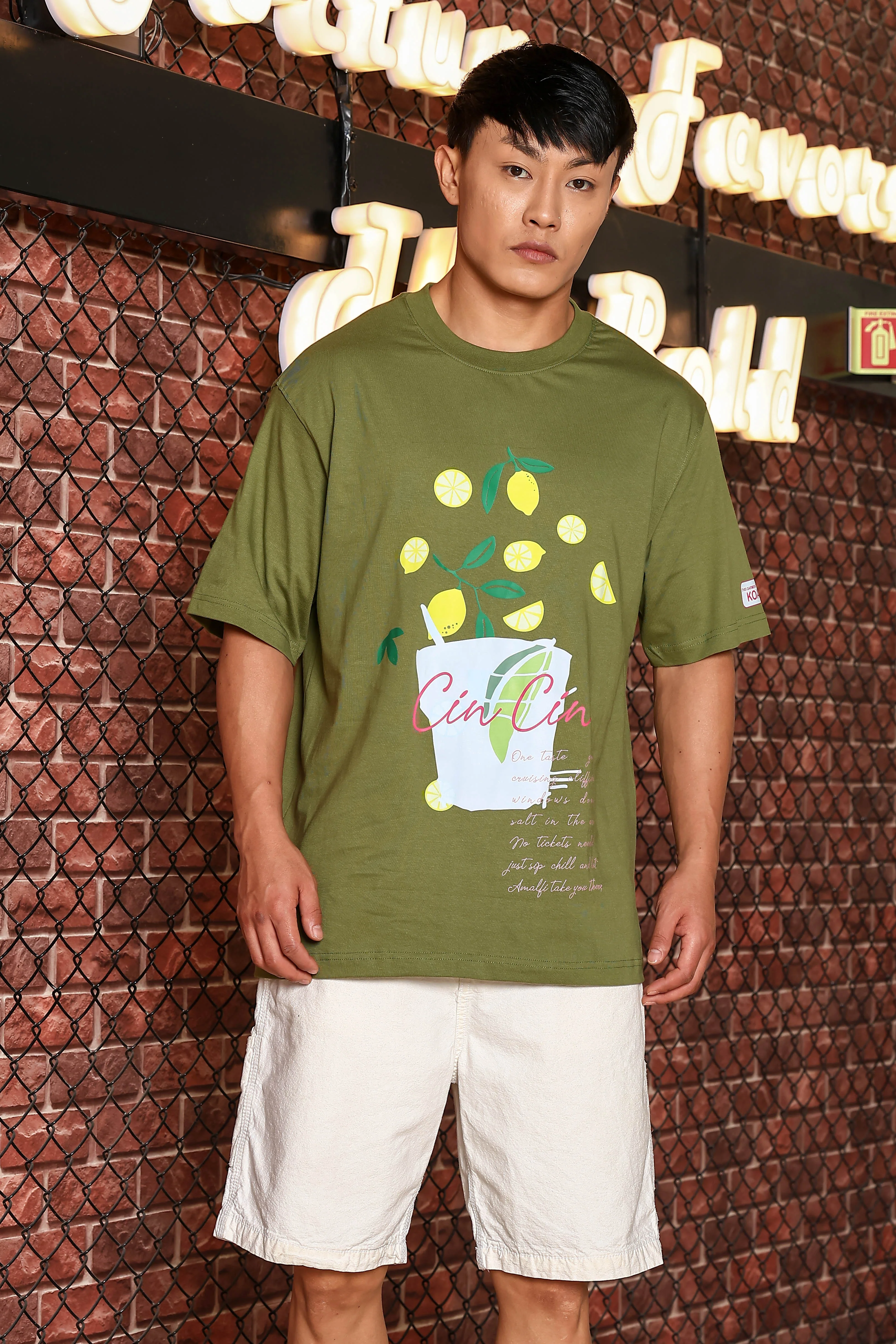 Unisex Olive Oversized Print T-shirt - Image 8