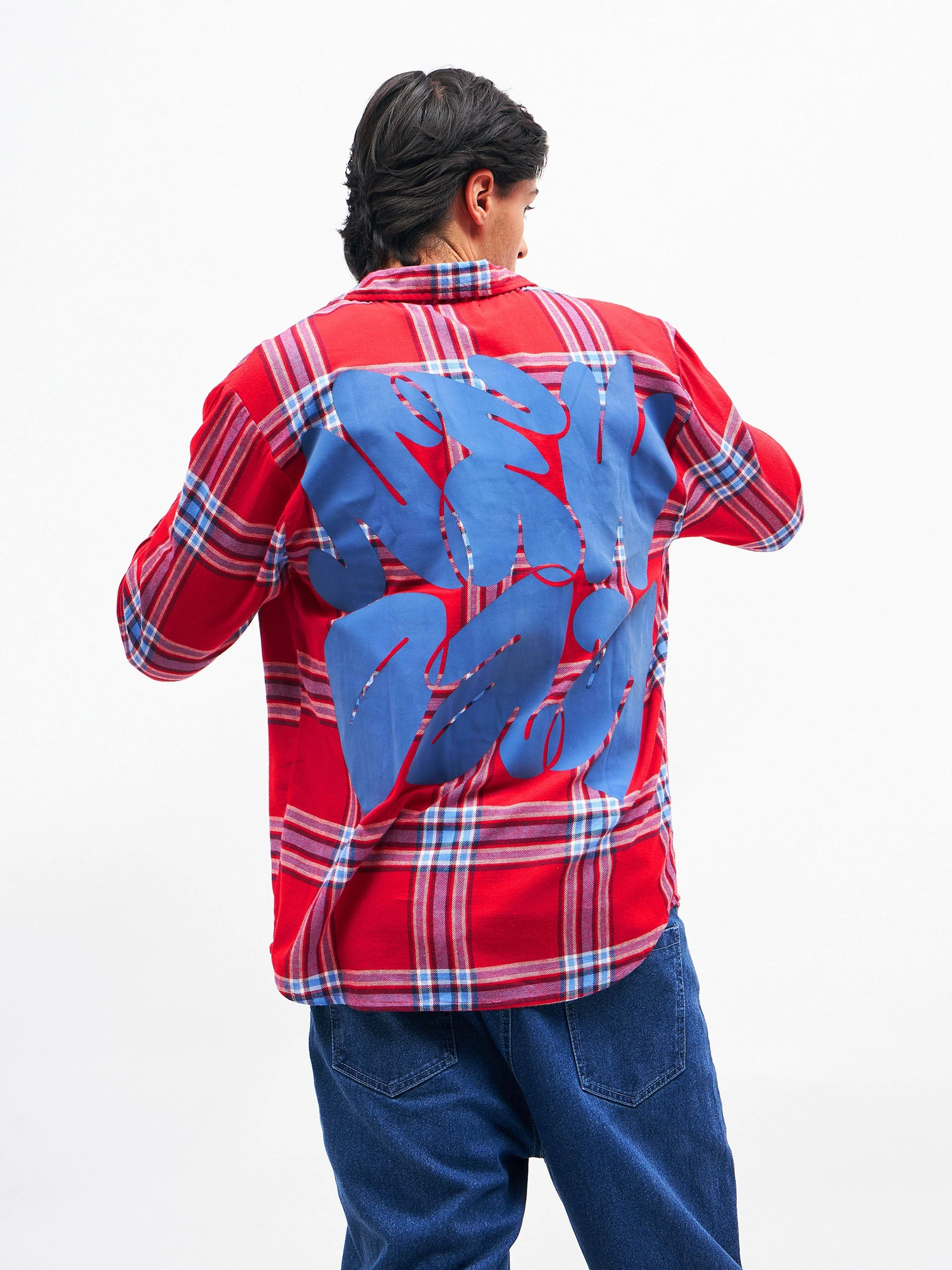 Unisex Red Check New Day Oversized Shirt - Image 5