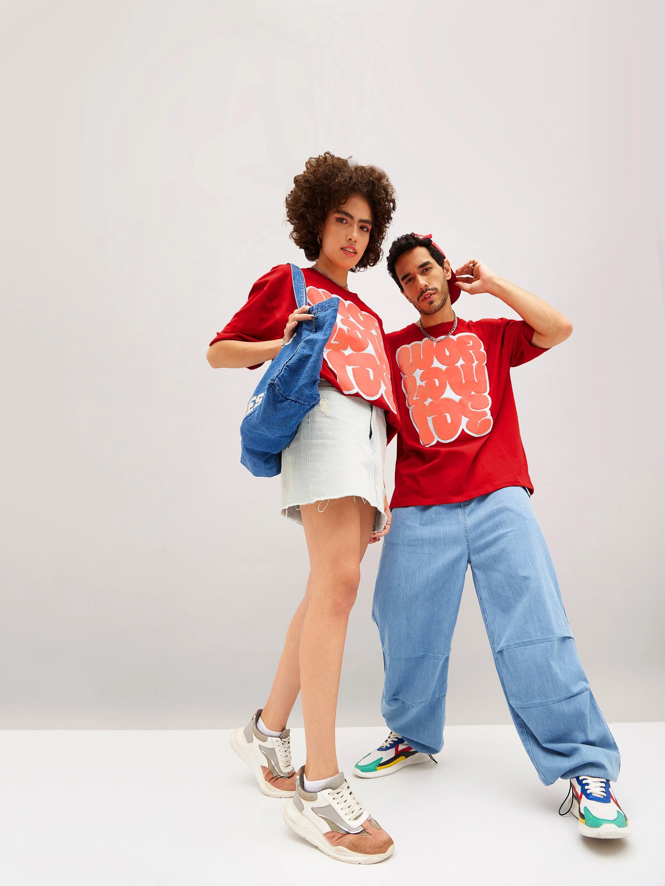 Unisex Red World Wide Oversized T-Shirt - Image 2