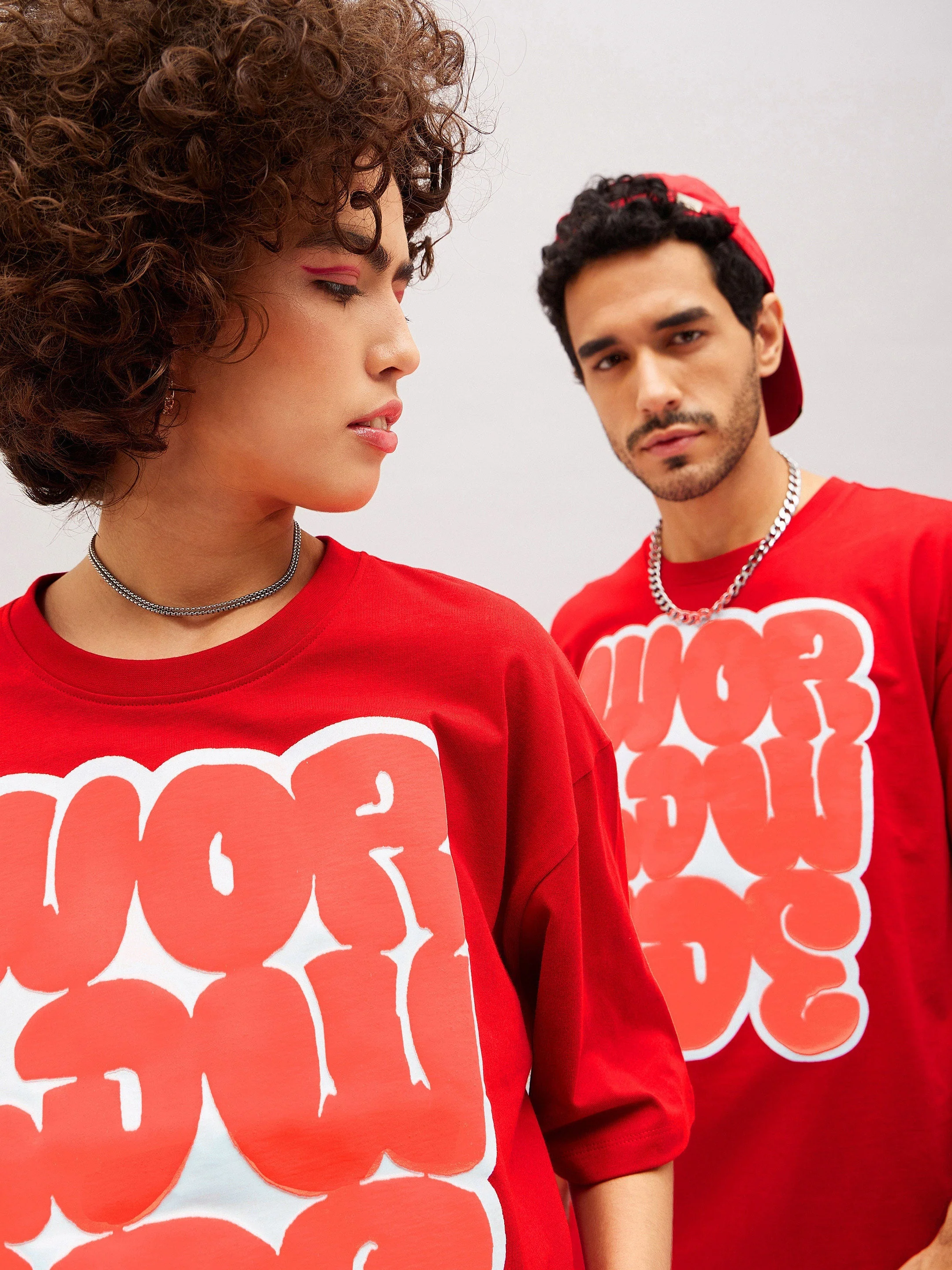 Unisex Red World Wide Oversized T-Shirt - Image 3