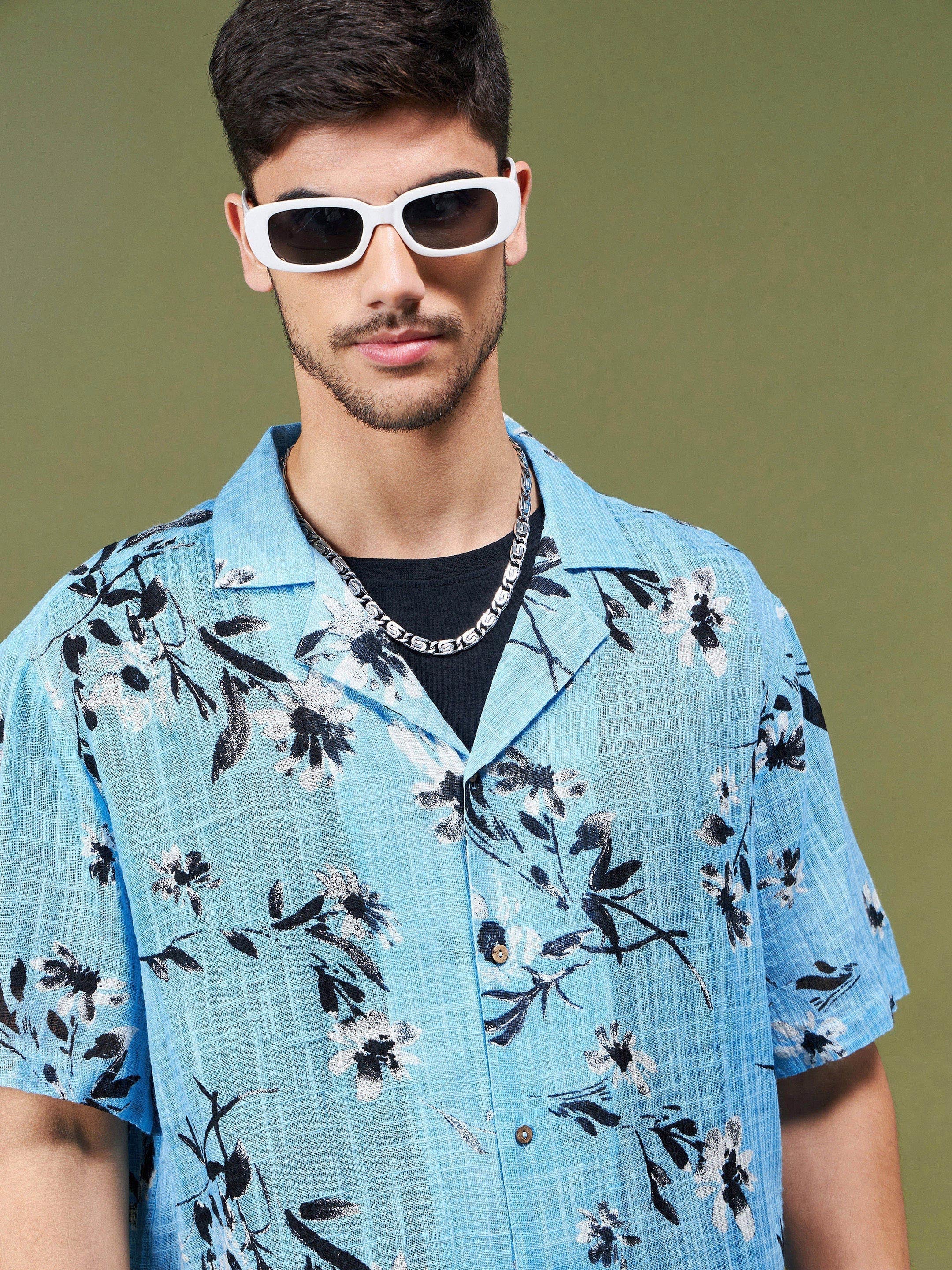 Women Sea Green Floral Relax Fit Shirt - Image 4