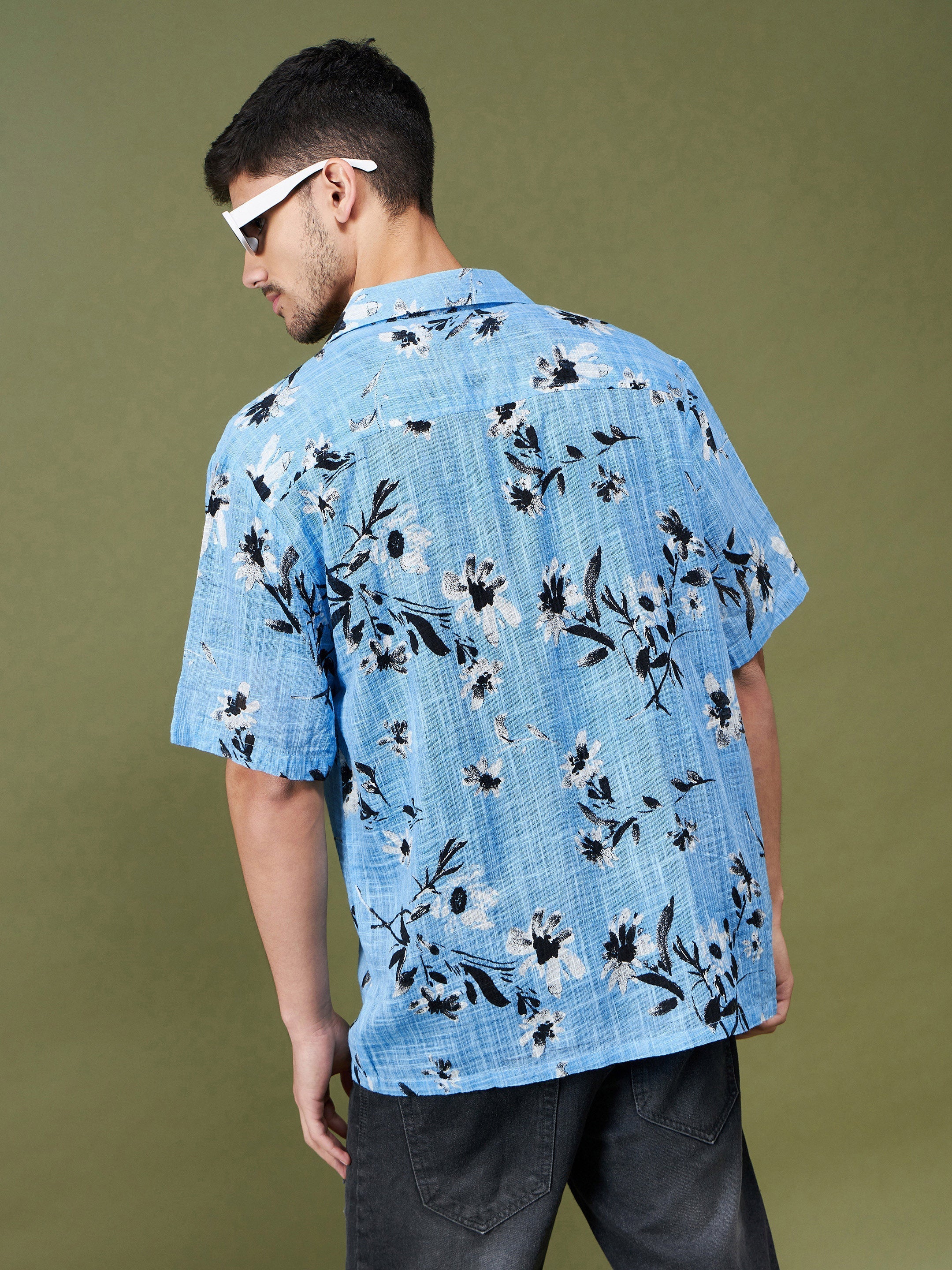 Women Sea Green Floral Relax Fit Shirt - Image 5
