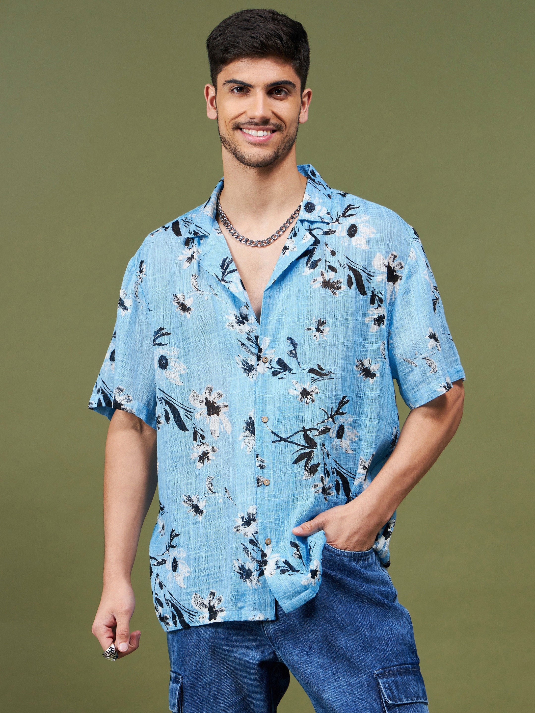 Women Sea Green Floral Relax Fit Shirt - Image 6