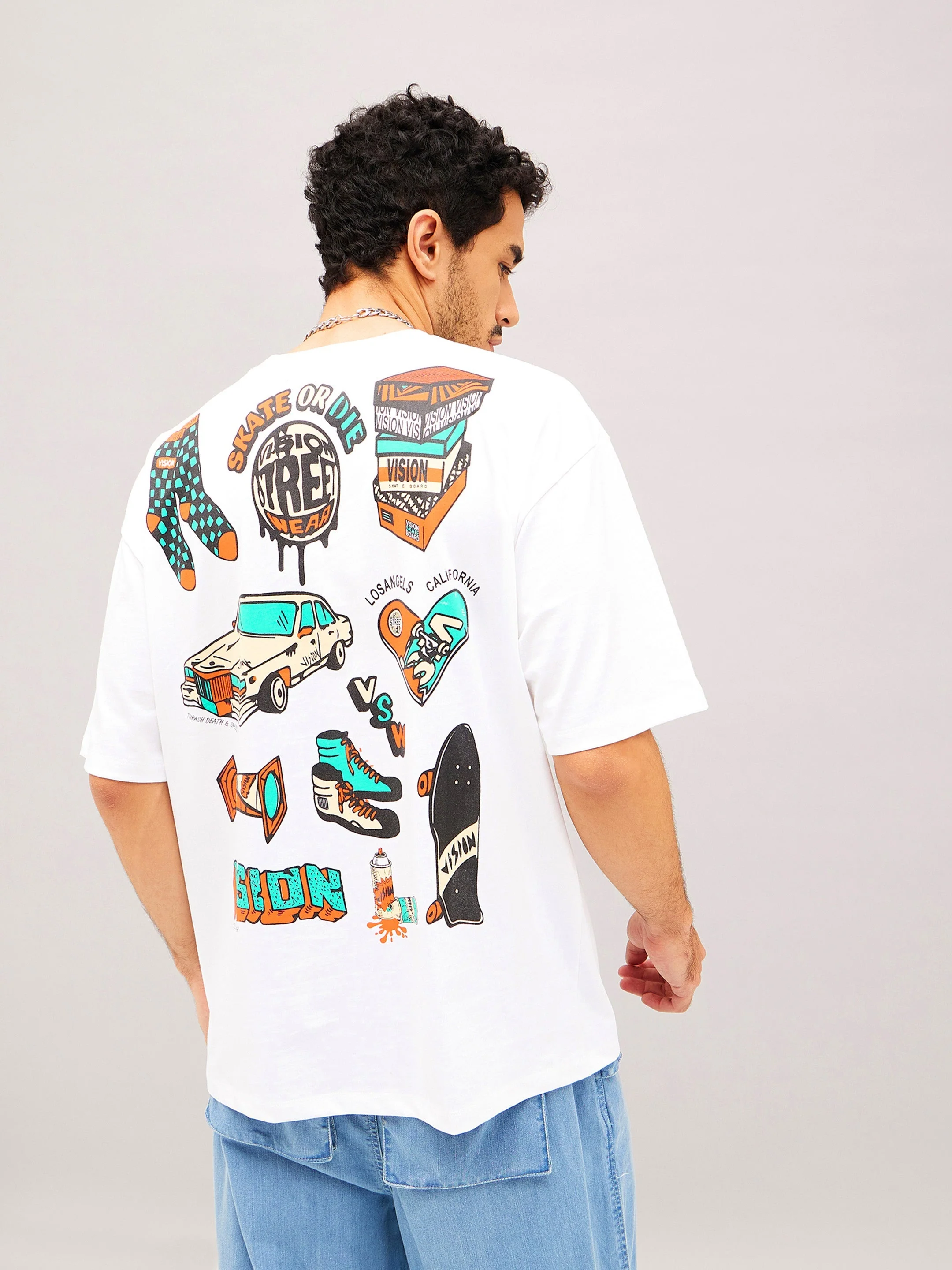 Unisex White Skate Or Die Oversized T-Shirt - Image 5