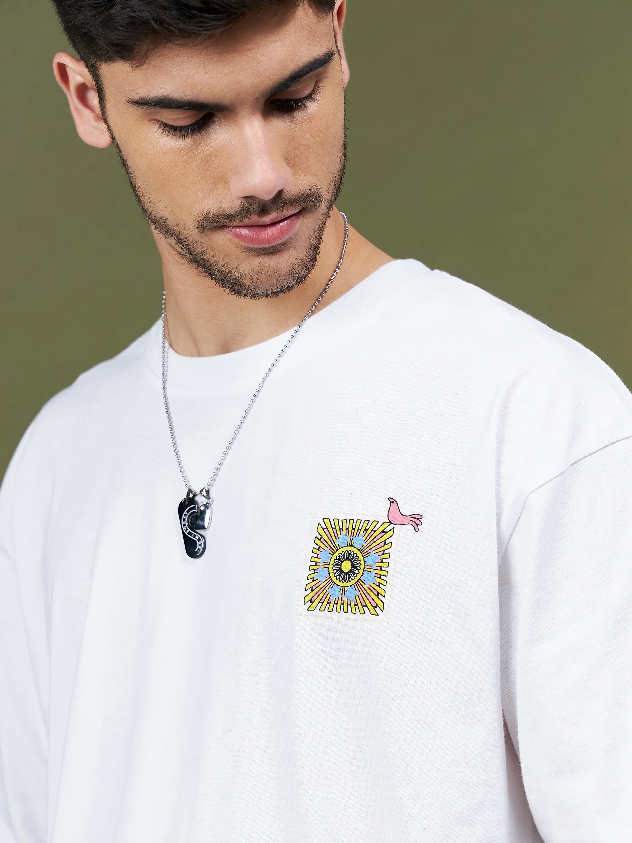 Unisex White Sunflower Oversized T-Shirt - Image 4