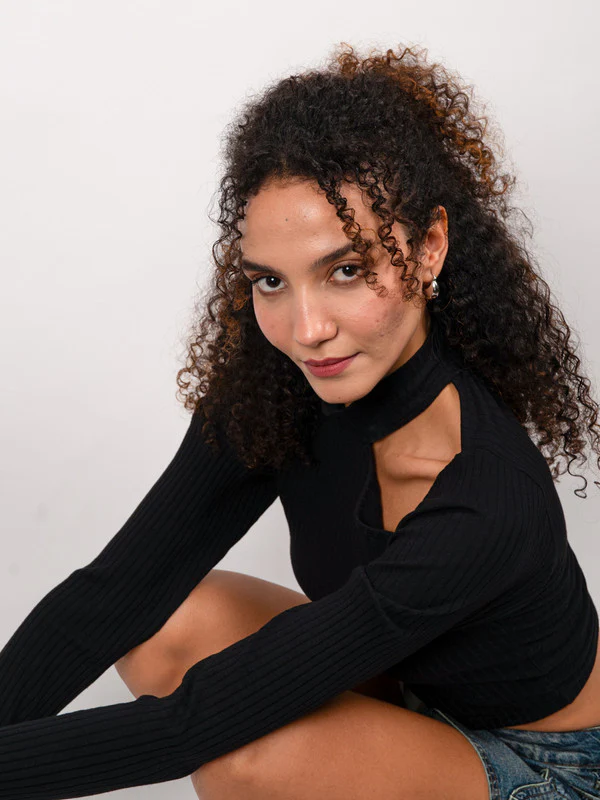 Women Black Cut-Out Fitted Top - Image 6
