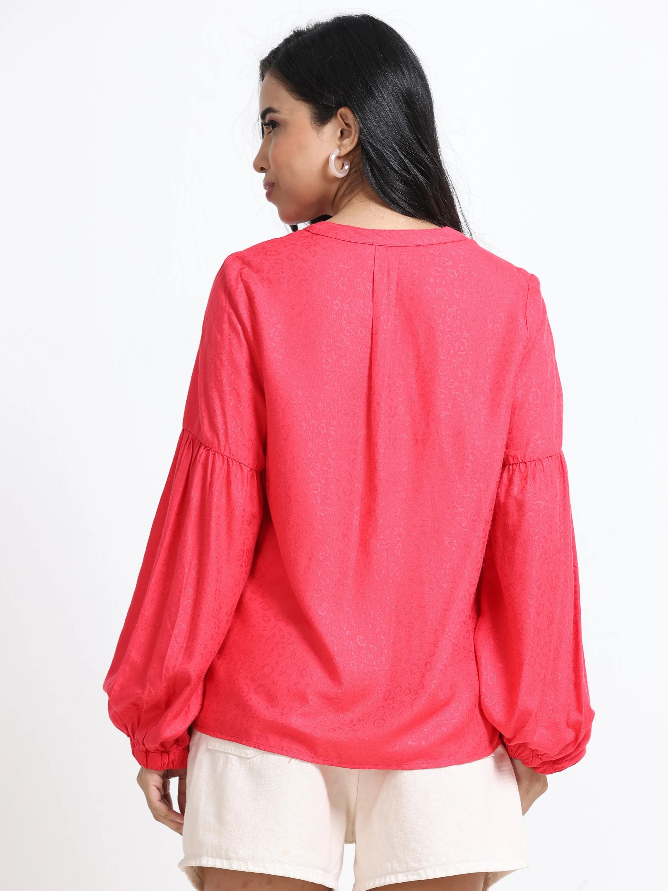 Women Y-Neck Bell Sleeve Top - Image 3