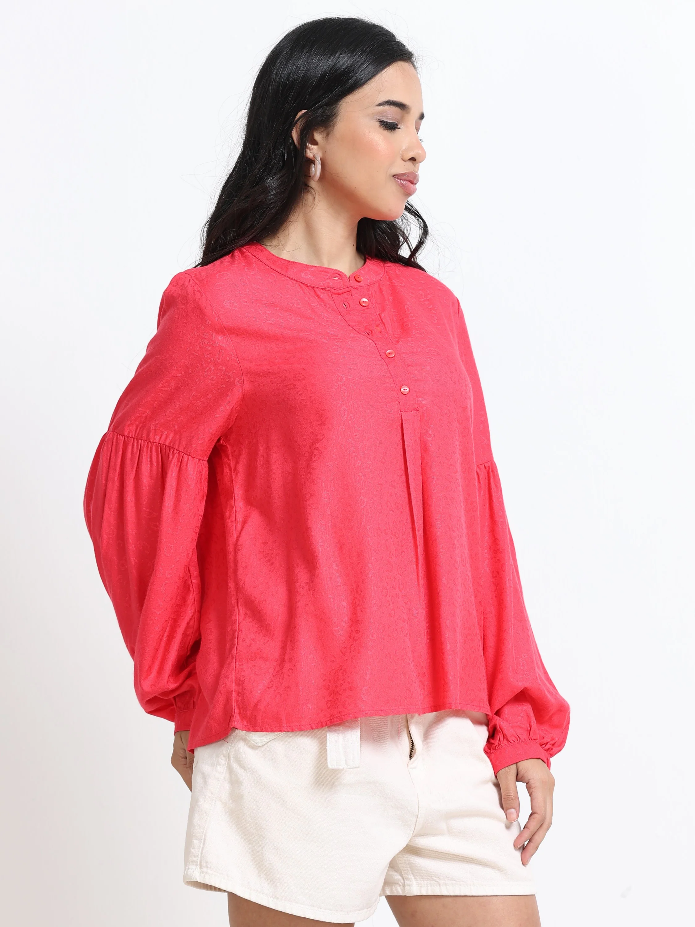 Women Y-Neck Bell Sleeve Top - Image 4