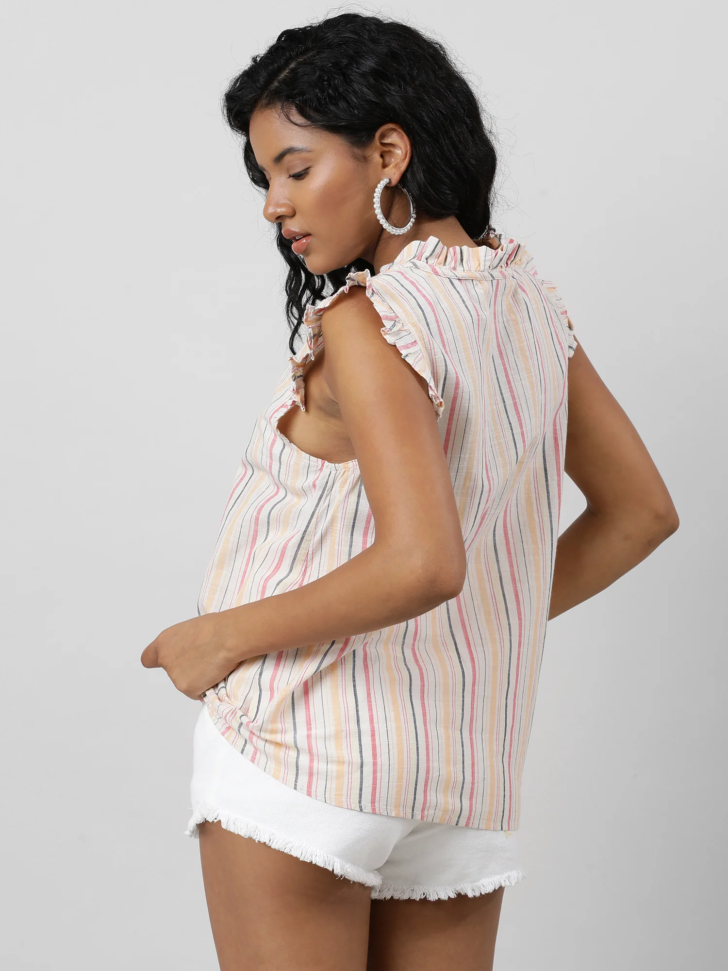 Women Vibe Lucious Ruffled V Neck Top - Image 5