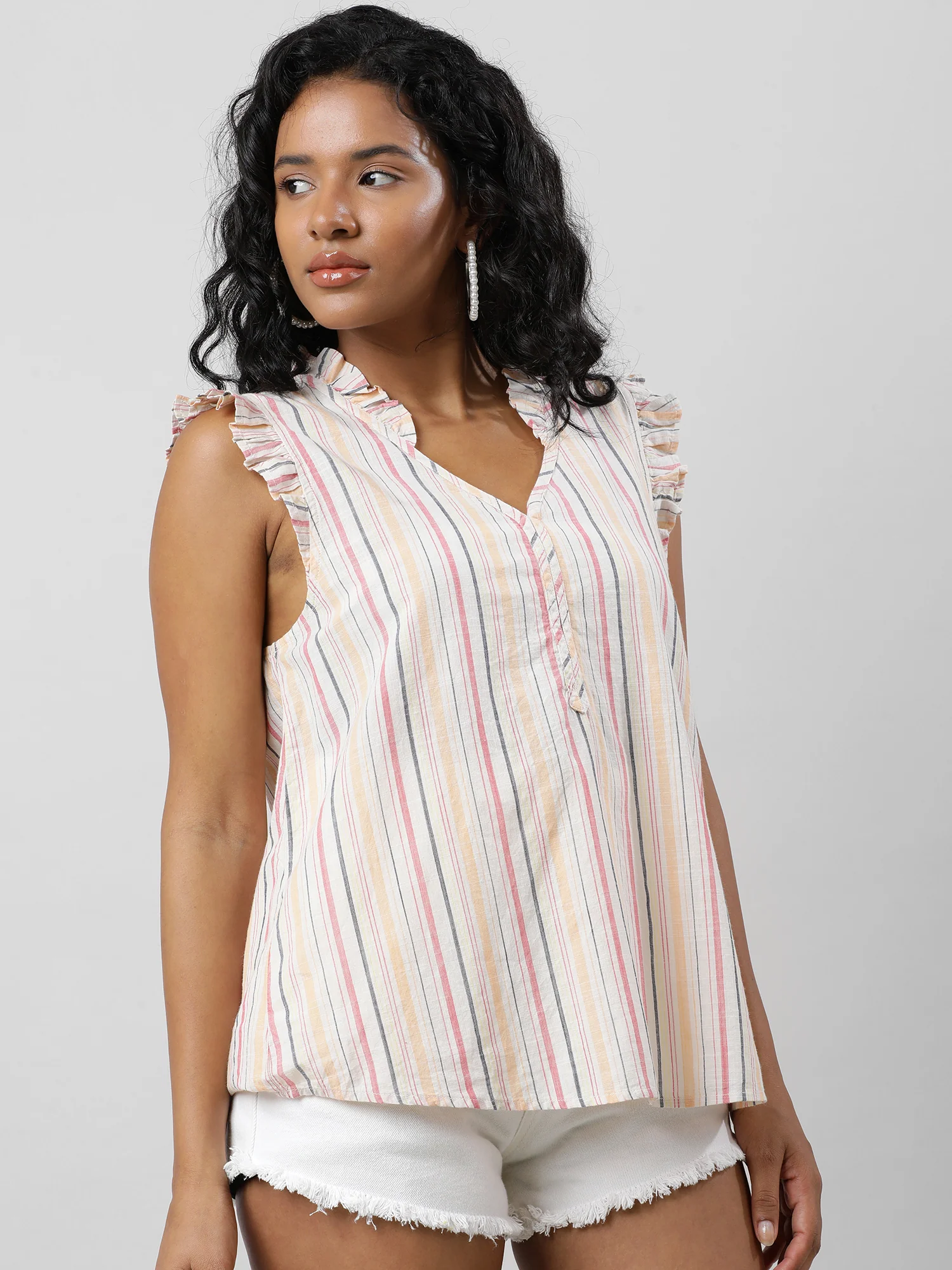 Women Vibe Lucious Ruffled V Neck Top - Image 8