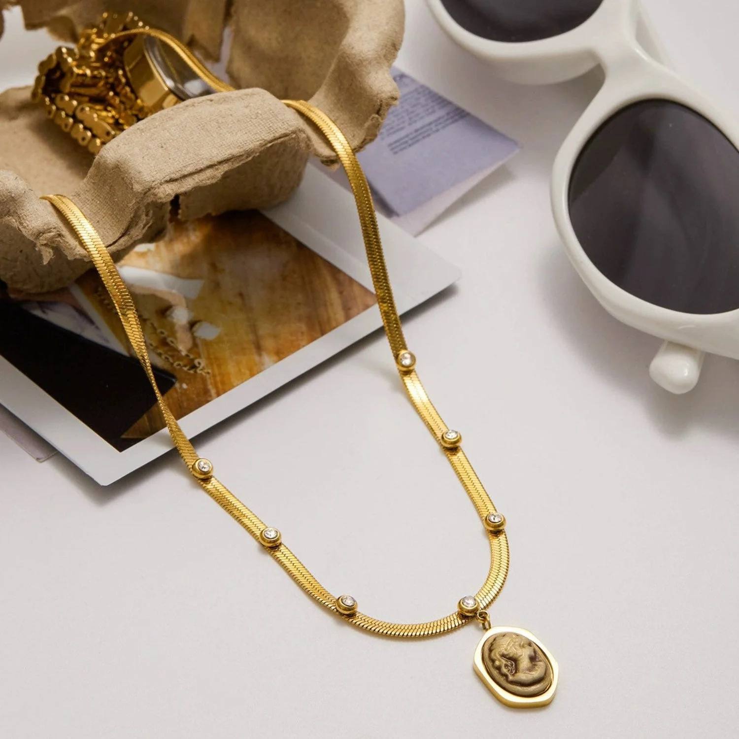 Vintage Cameo Medallion Necklace