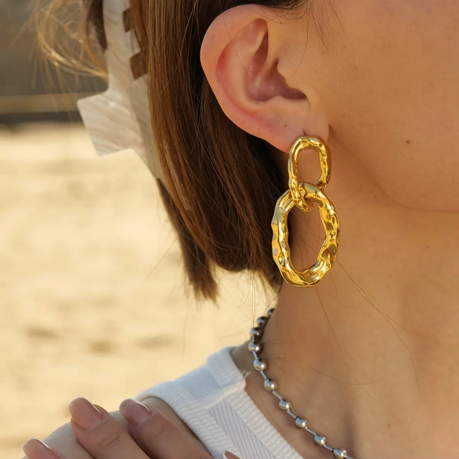 Vintage Double Hoop Studs - Image 2