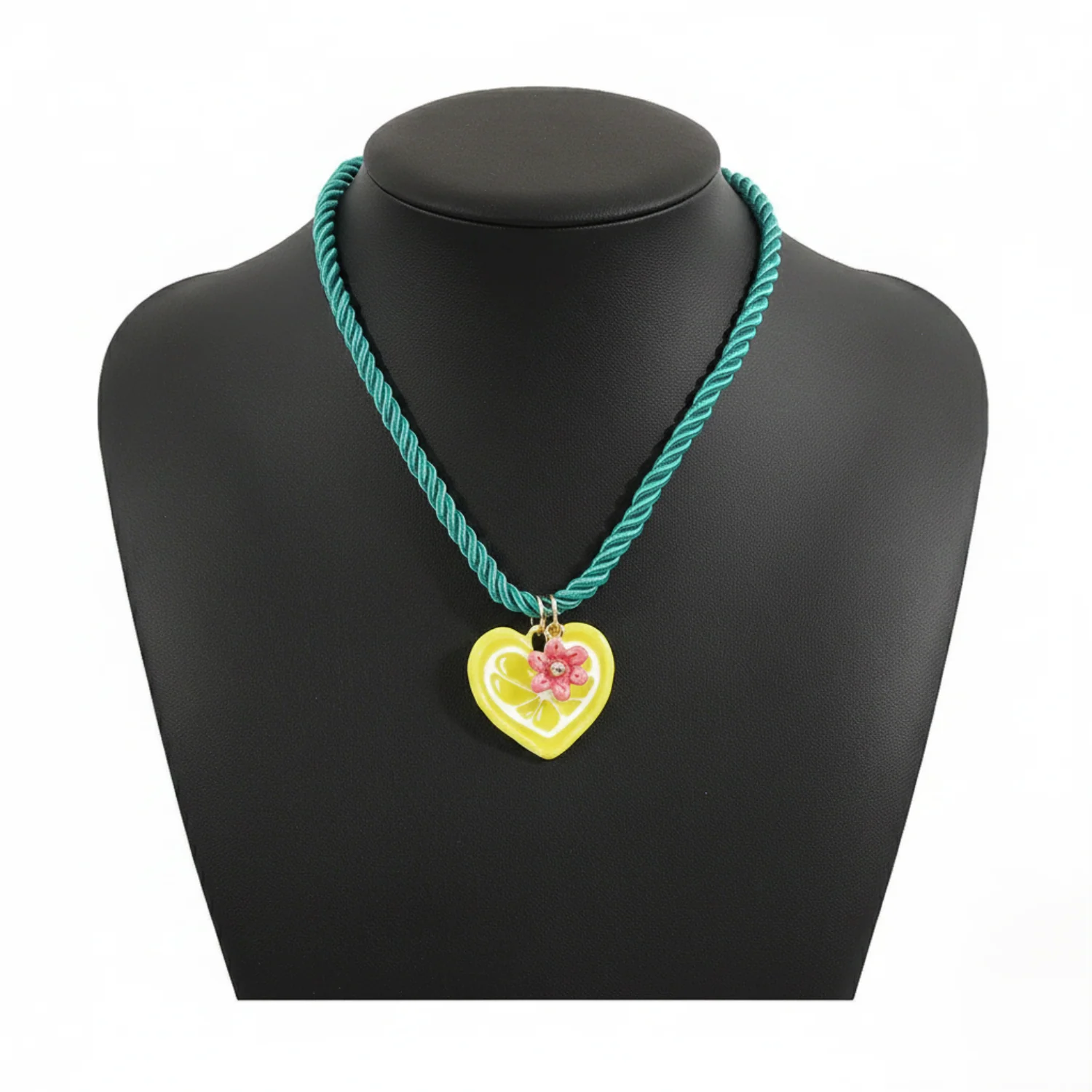 Whimsical Lemon Heart Cord Necklace - Image 3