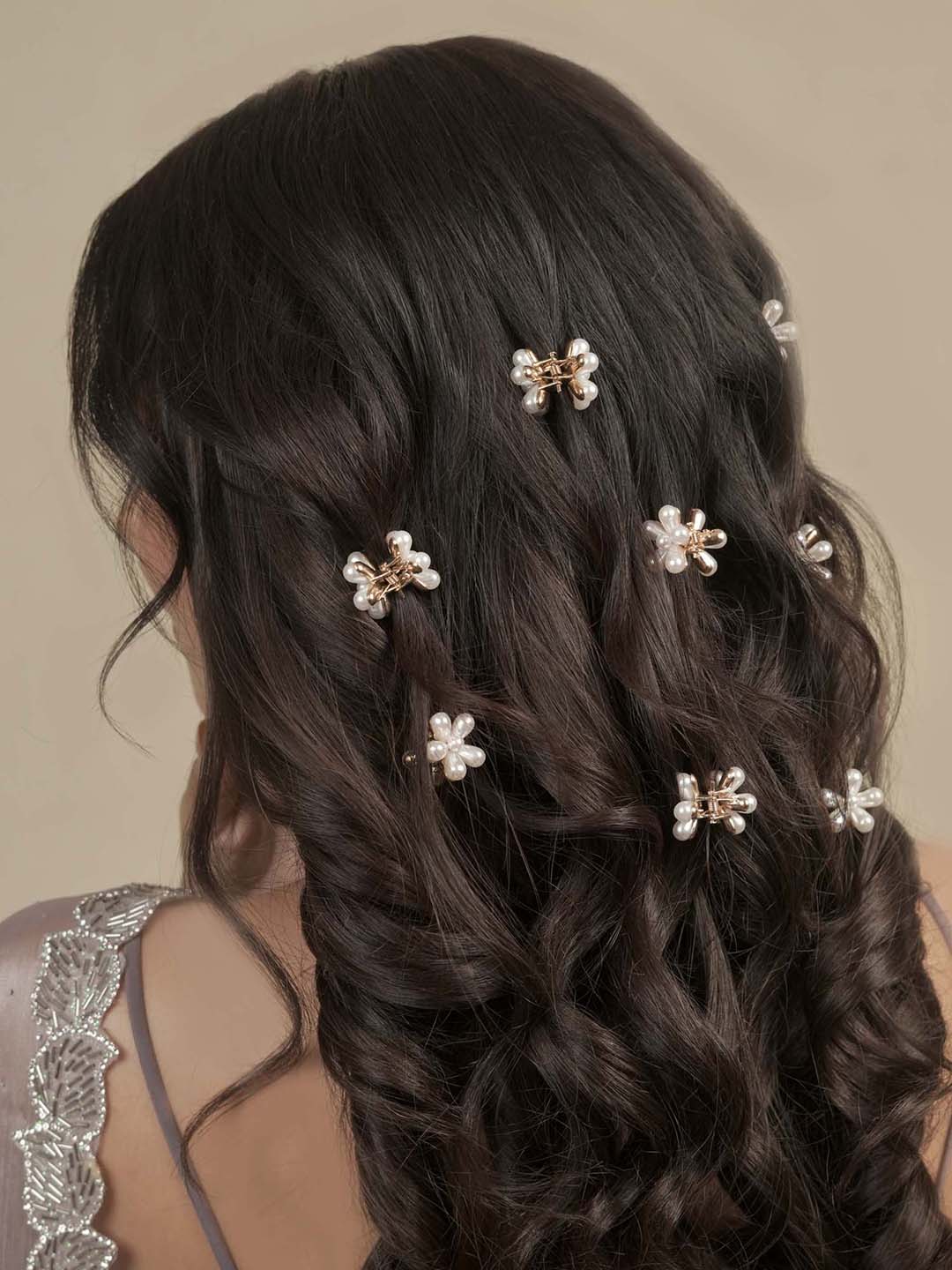 White Flower Hair Pins Set of 10 - Image 2