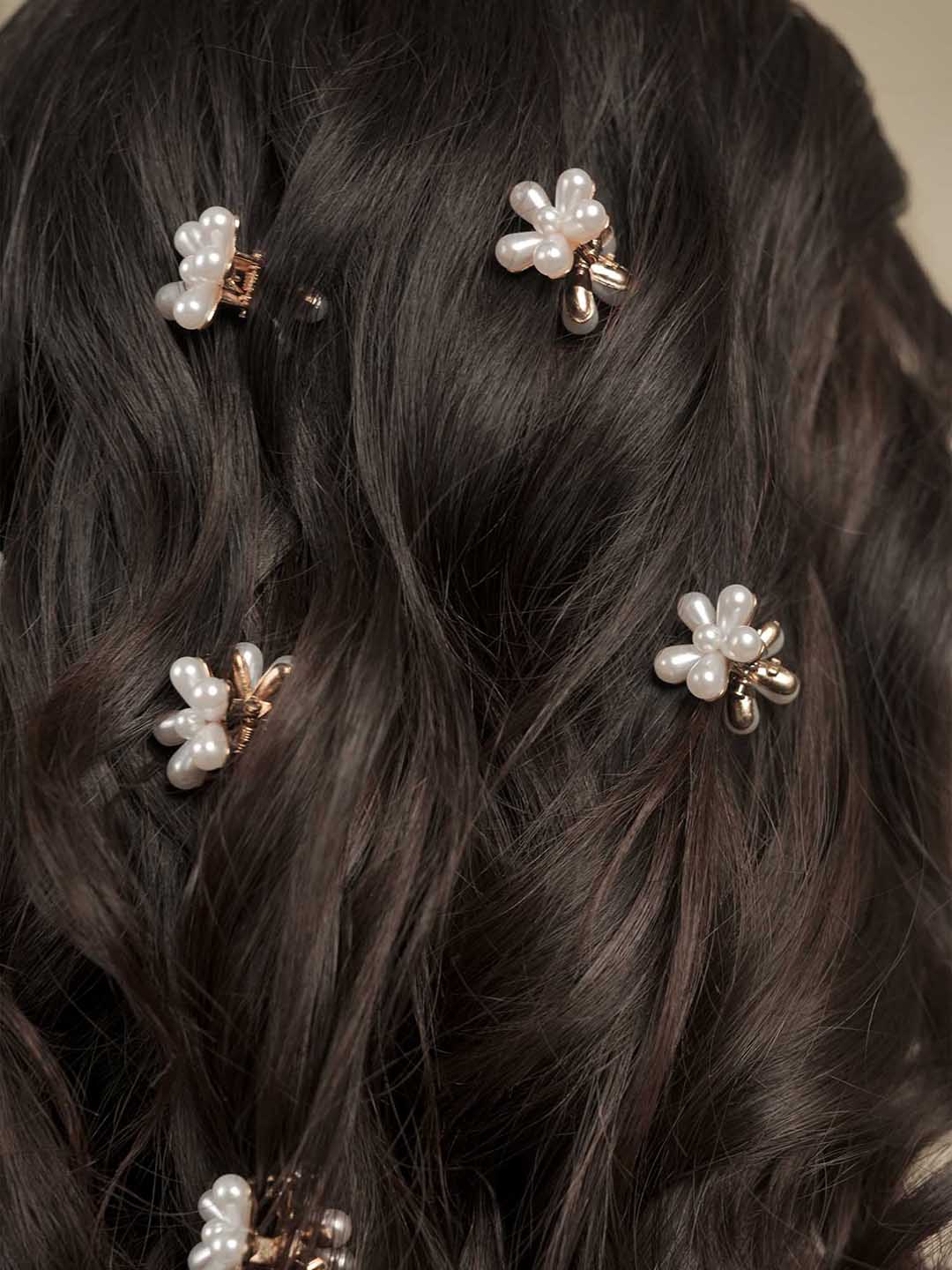 White Flower Hair Pins Set of 10 - Image 3