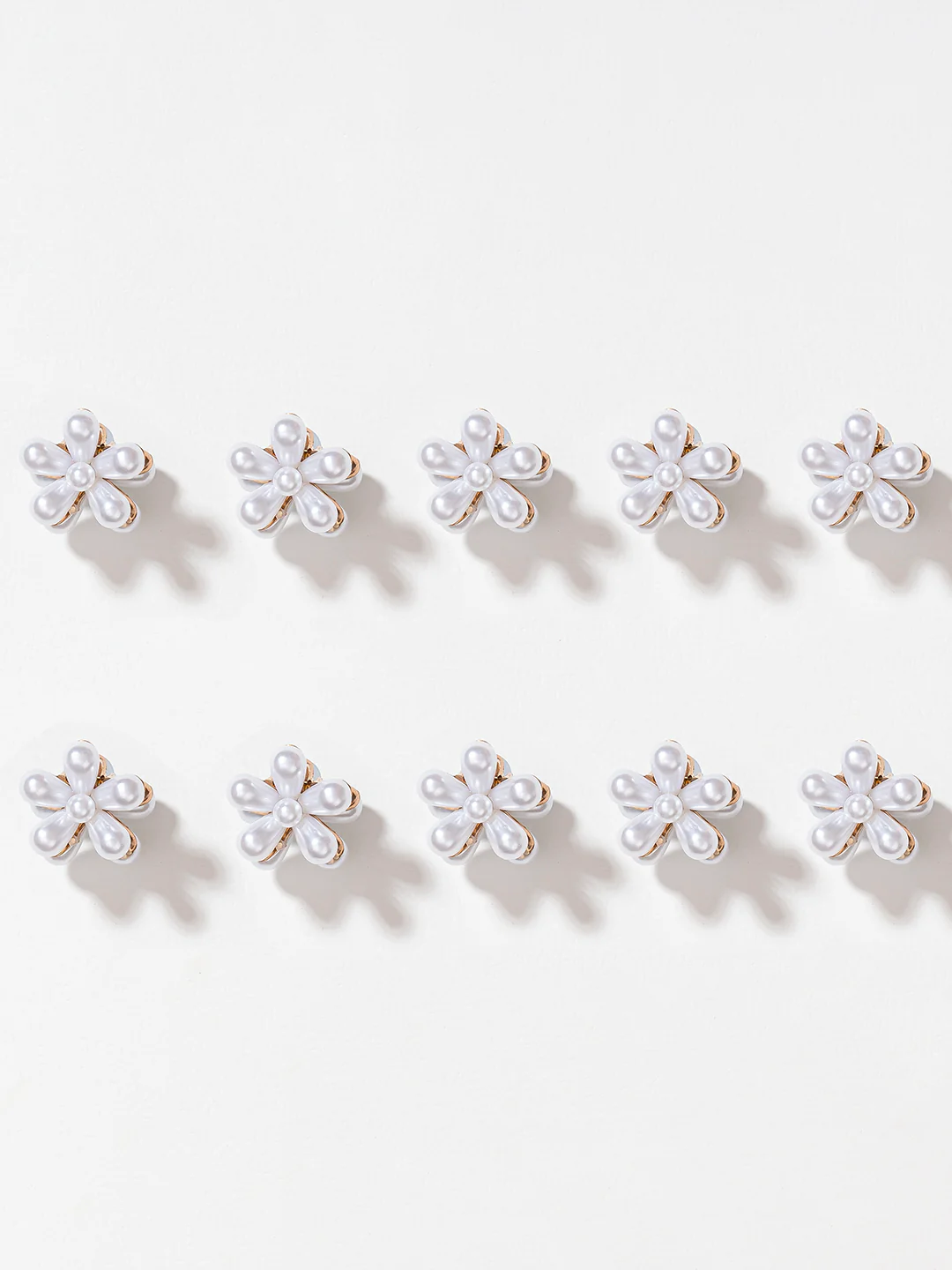 White Flower Hair Pins Set of 10 - Image 6