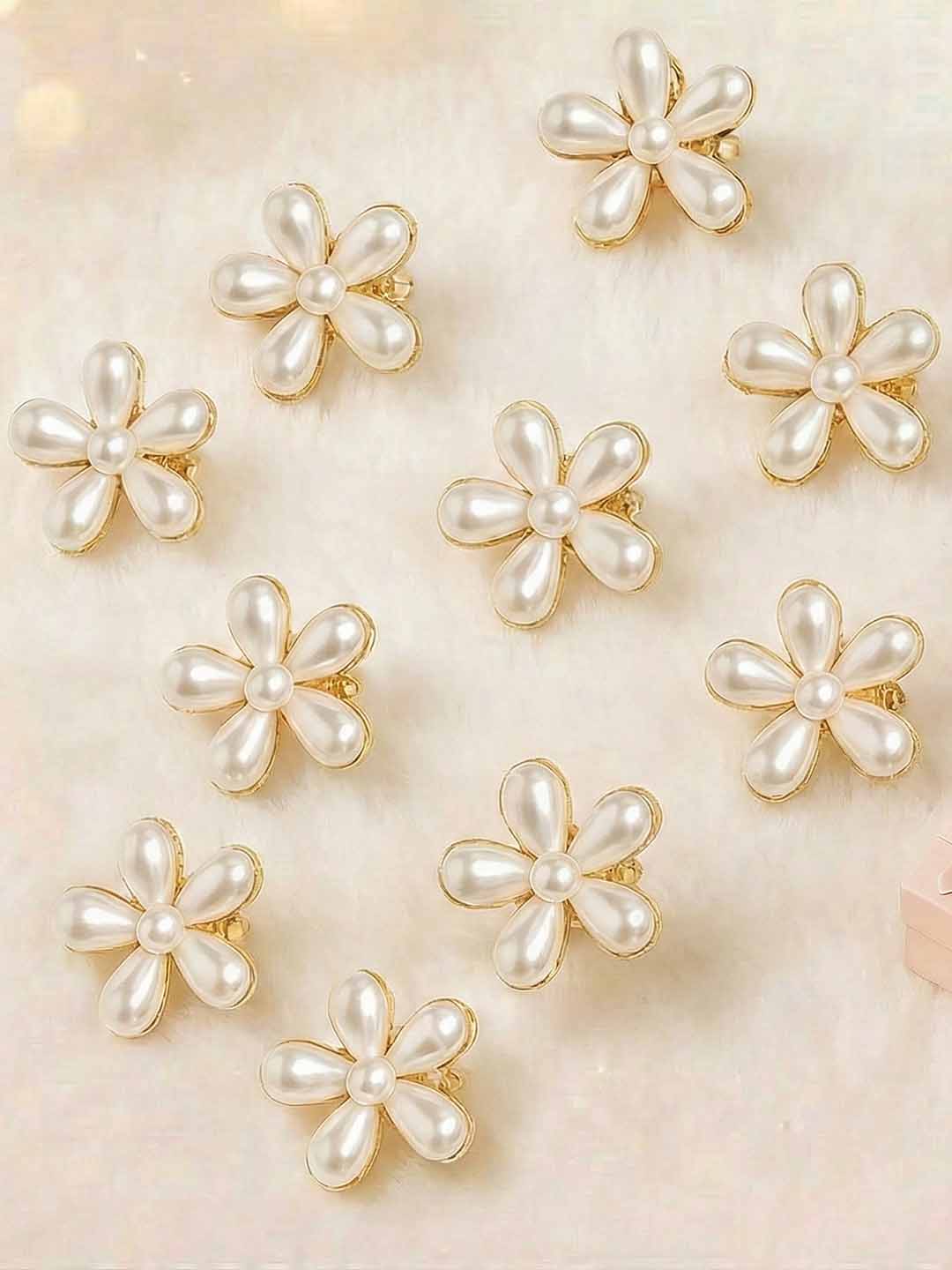 White Flower Hair Pins Set of 10 - Image 9