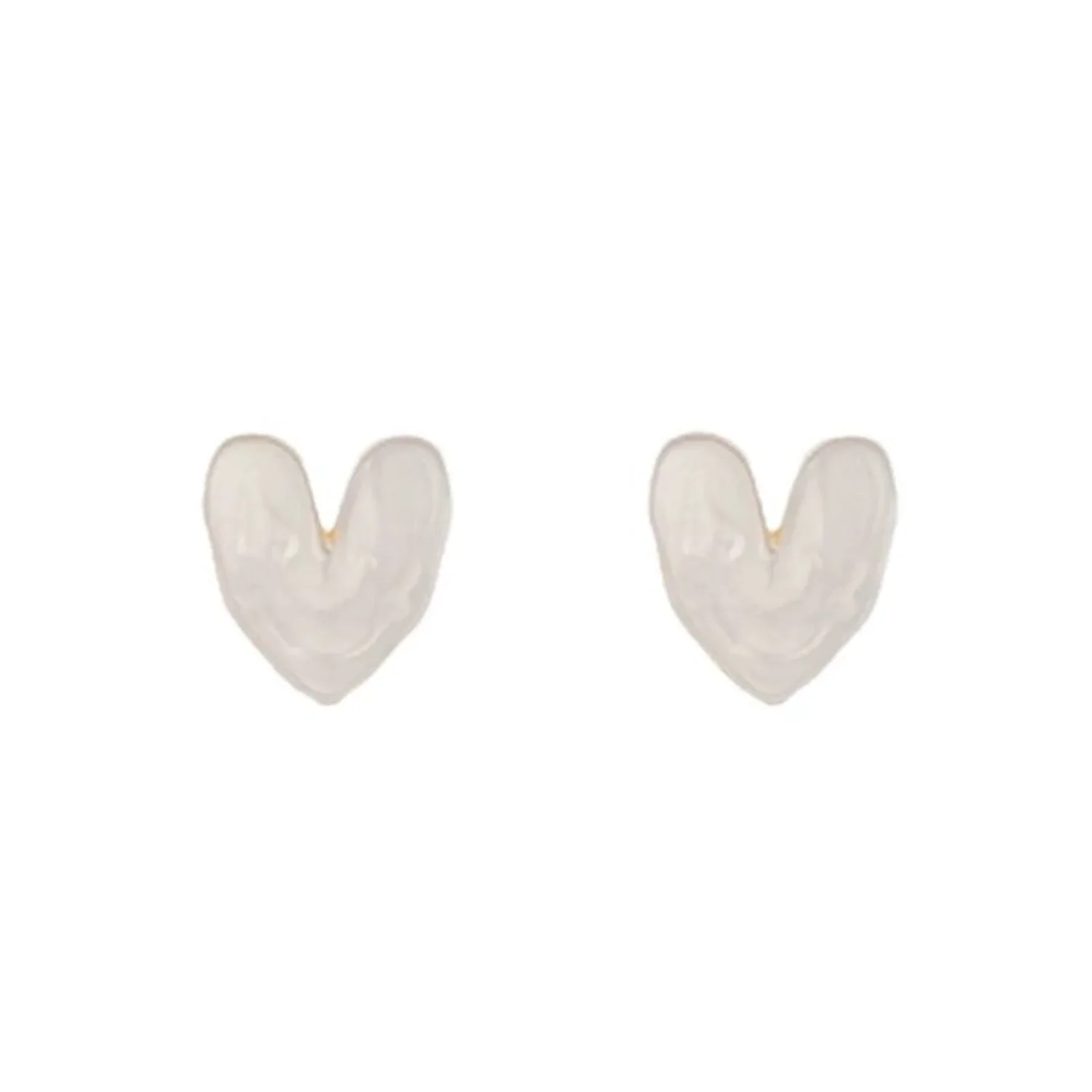 White Marble Swirl Heart Studs - Image 3
