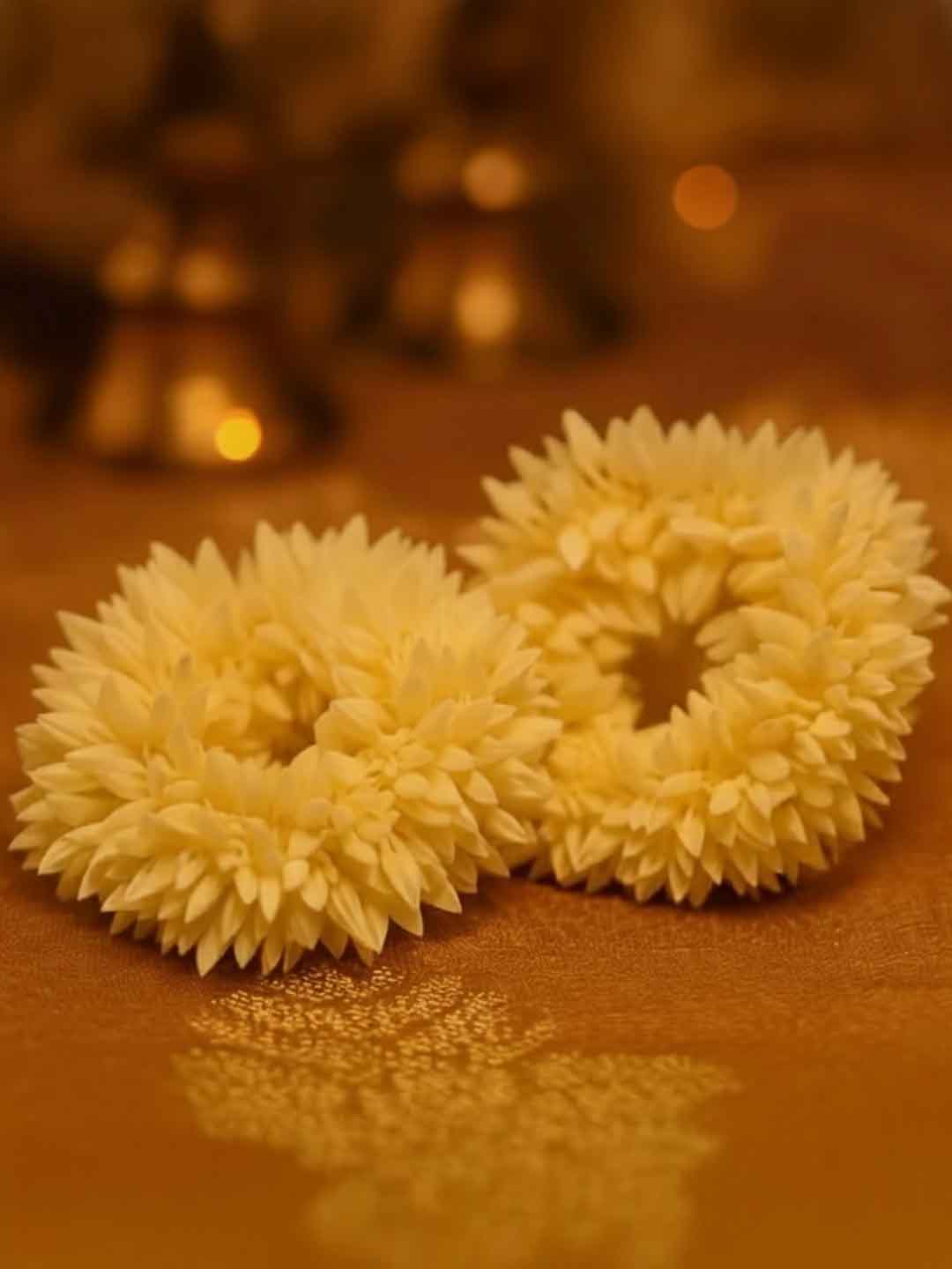 White Scented Mogra Gajra Scrunchies Set of 2 - Image 2