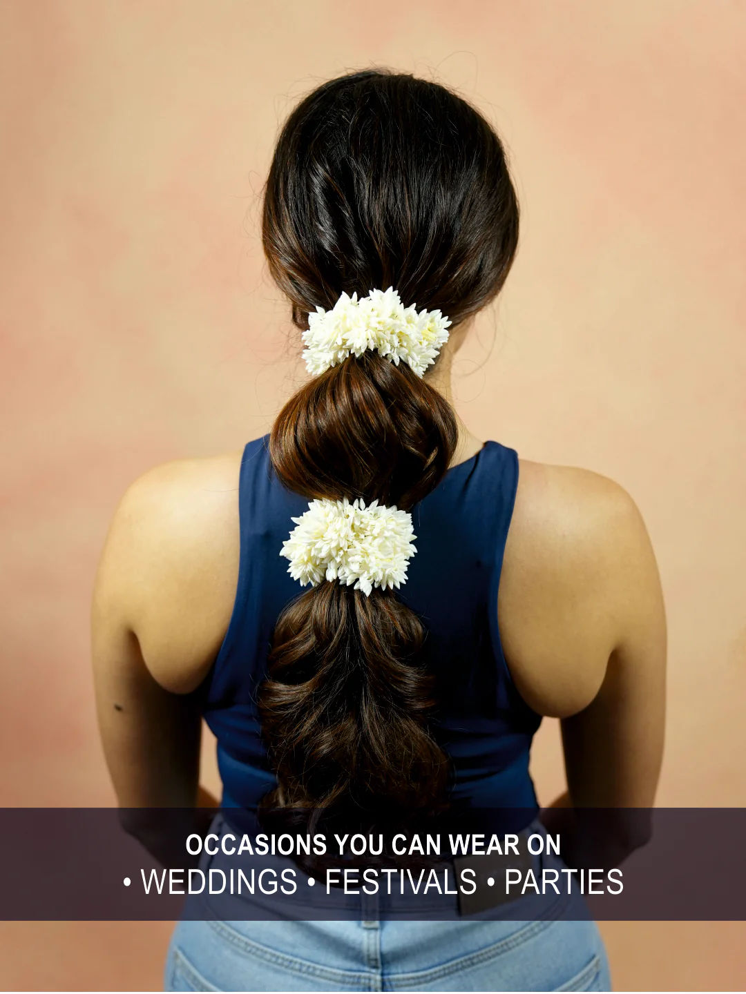 White Scented Mogra Gajra Scrunchies Set of 2 - Image 3