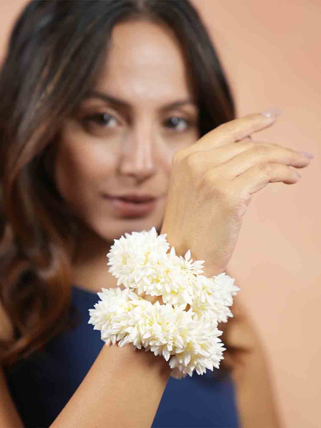 White Scented Mogra Gajra Scrunchies Set of 2 - Image 6