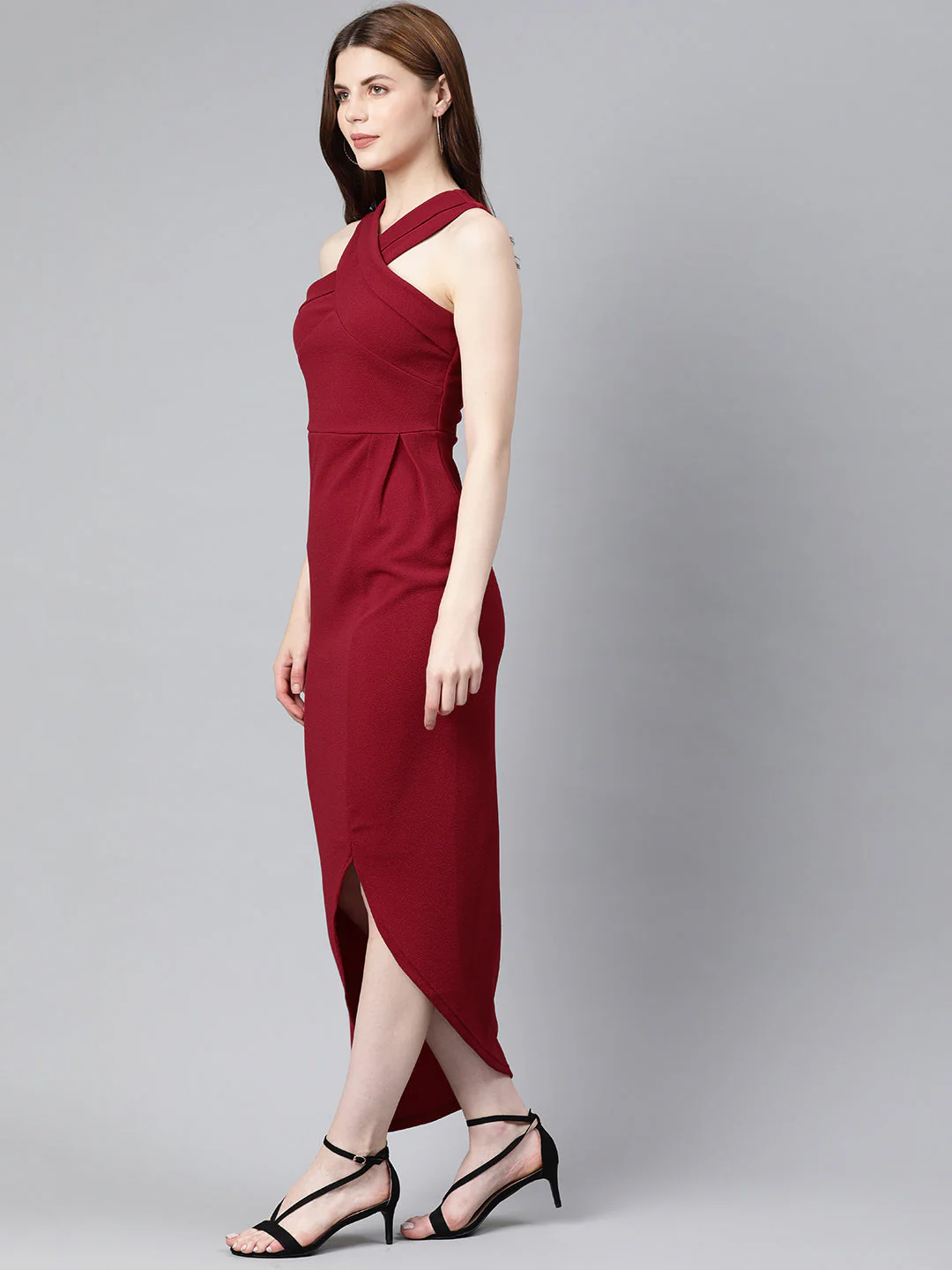 Women Wine Halter Maxi - Image 2