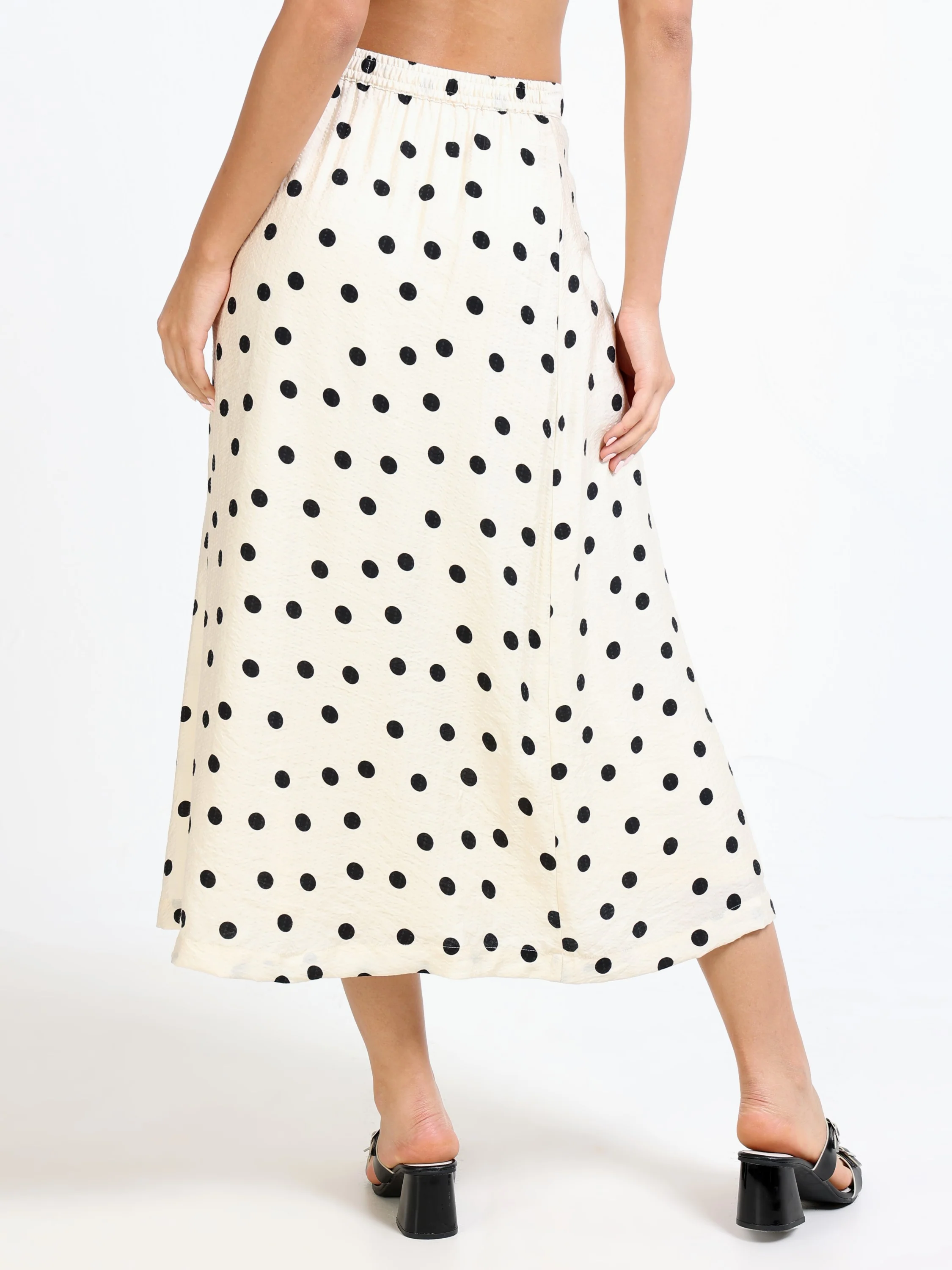Women Polka Dot Skirt With Slit - Image 3