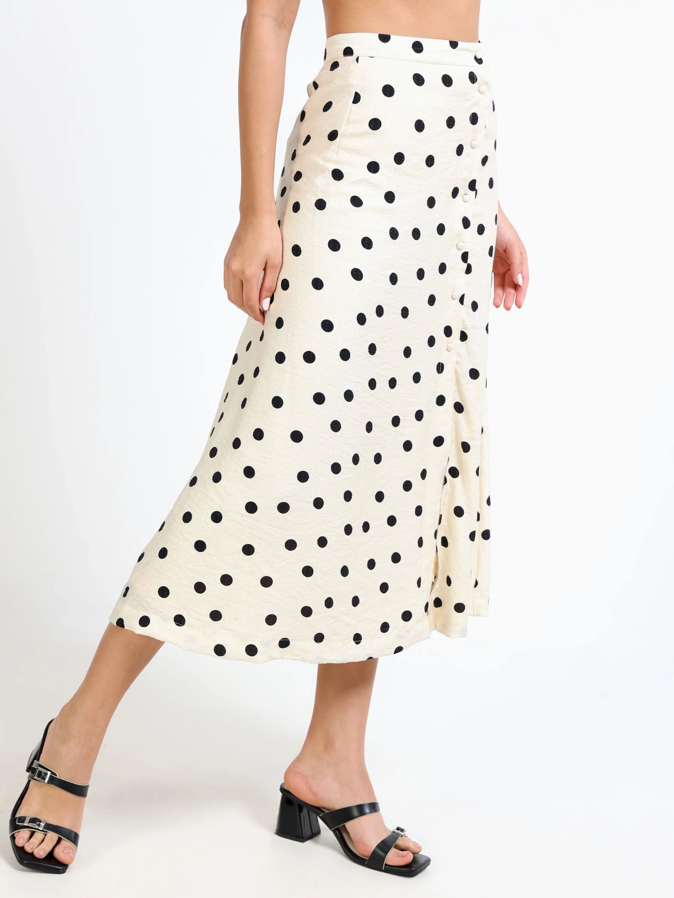 Women Polka Dot Skirt With Slit - Image 5