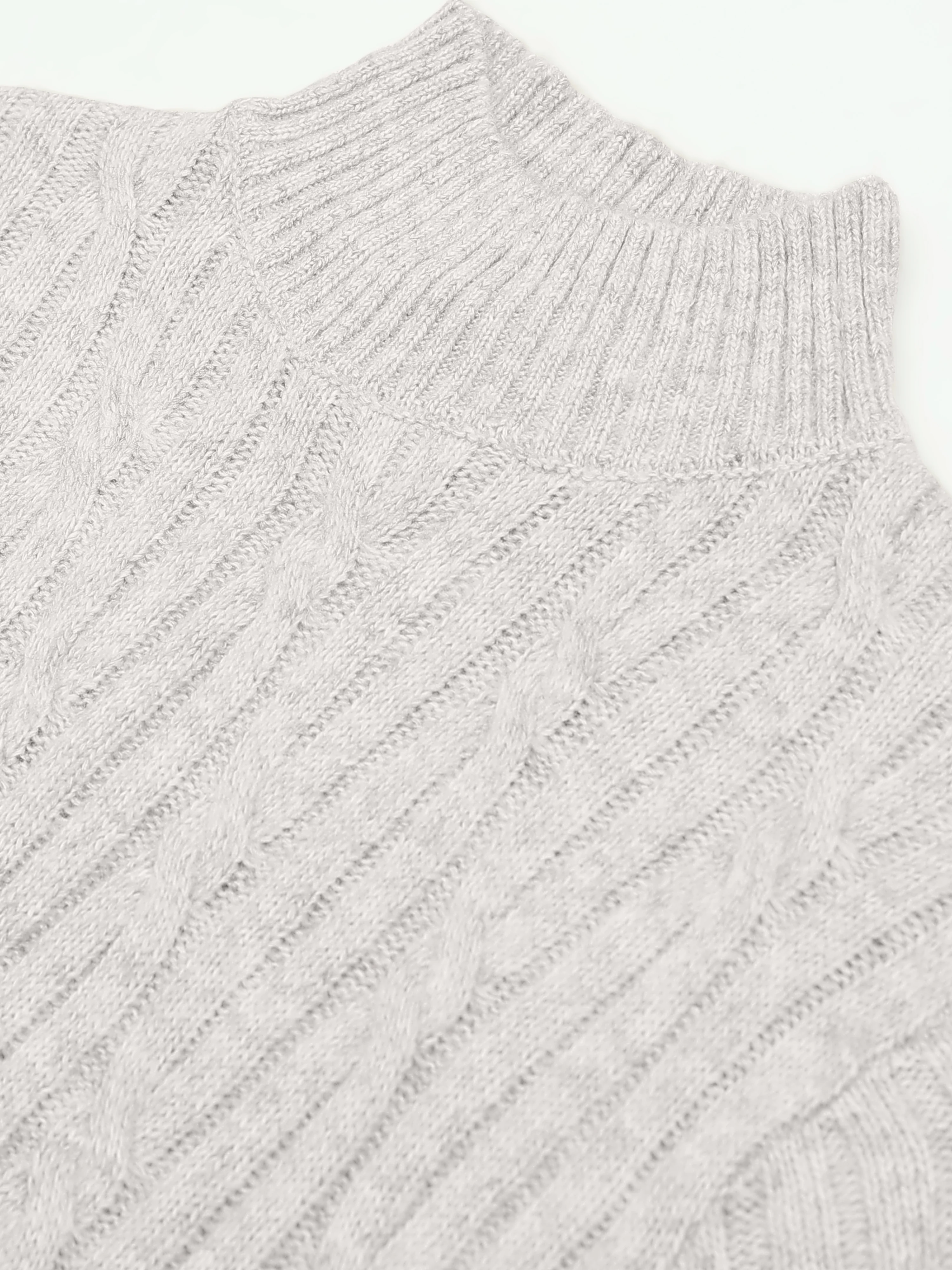 Women Beige Cable Knit Sweater - Image 4