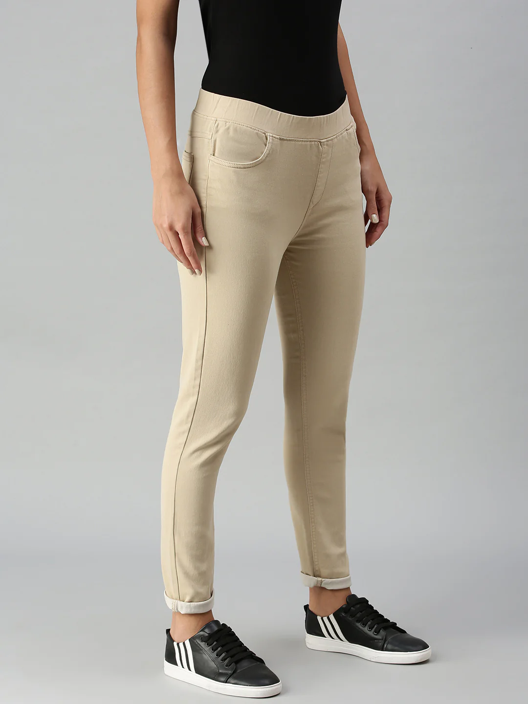 Women Beige Casual Legging - Image 2